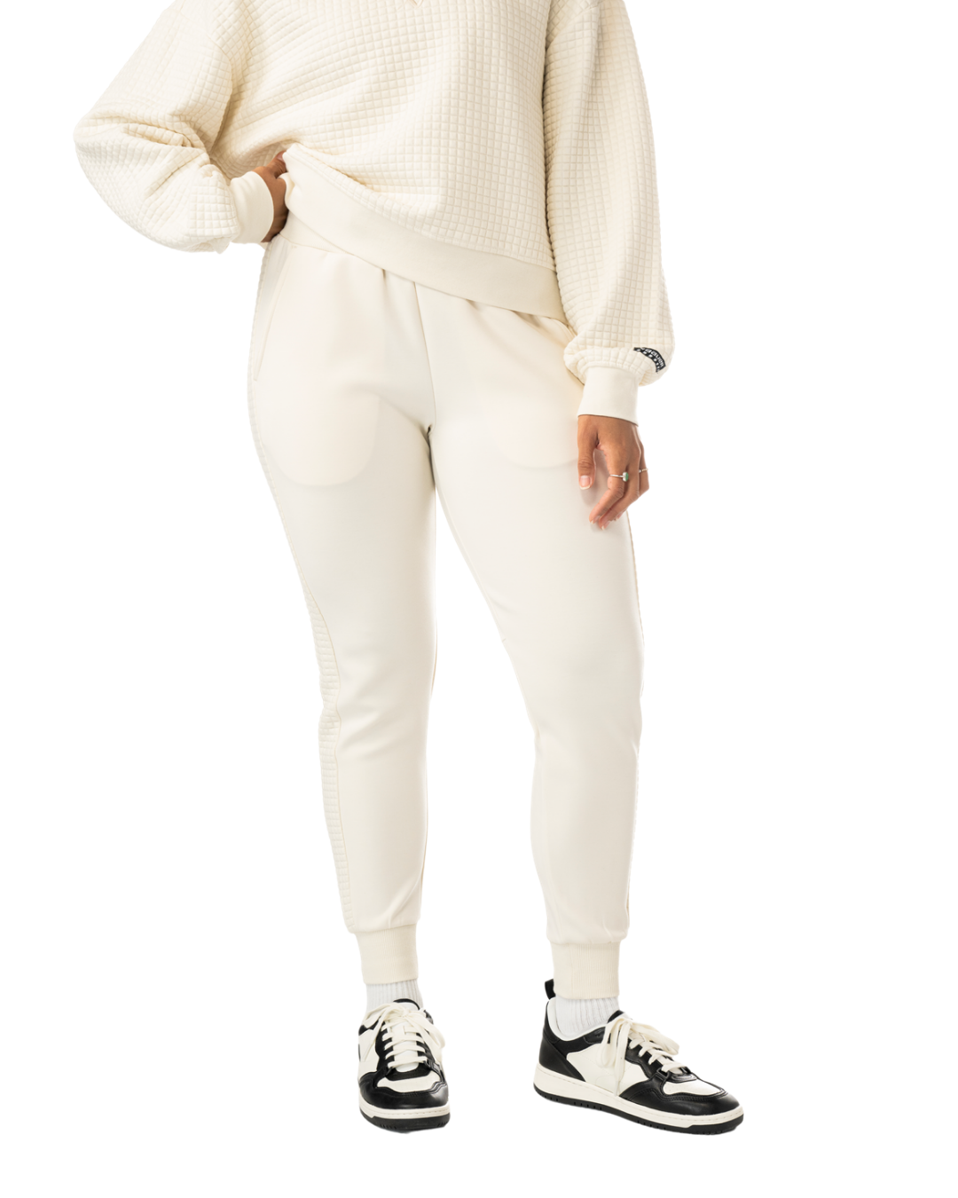 Kalhoty BAUER S25 QUILTED FLEECE JOGGER-WM-CREAM (1065915)