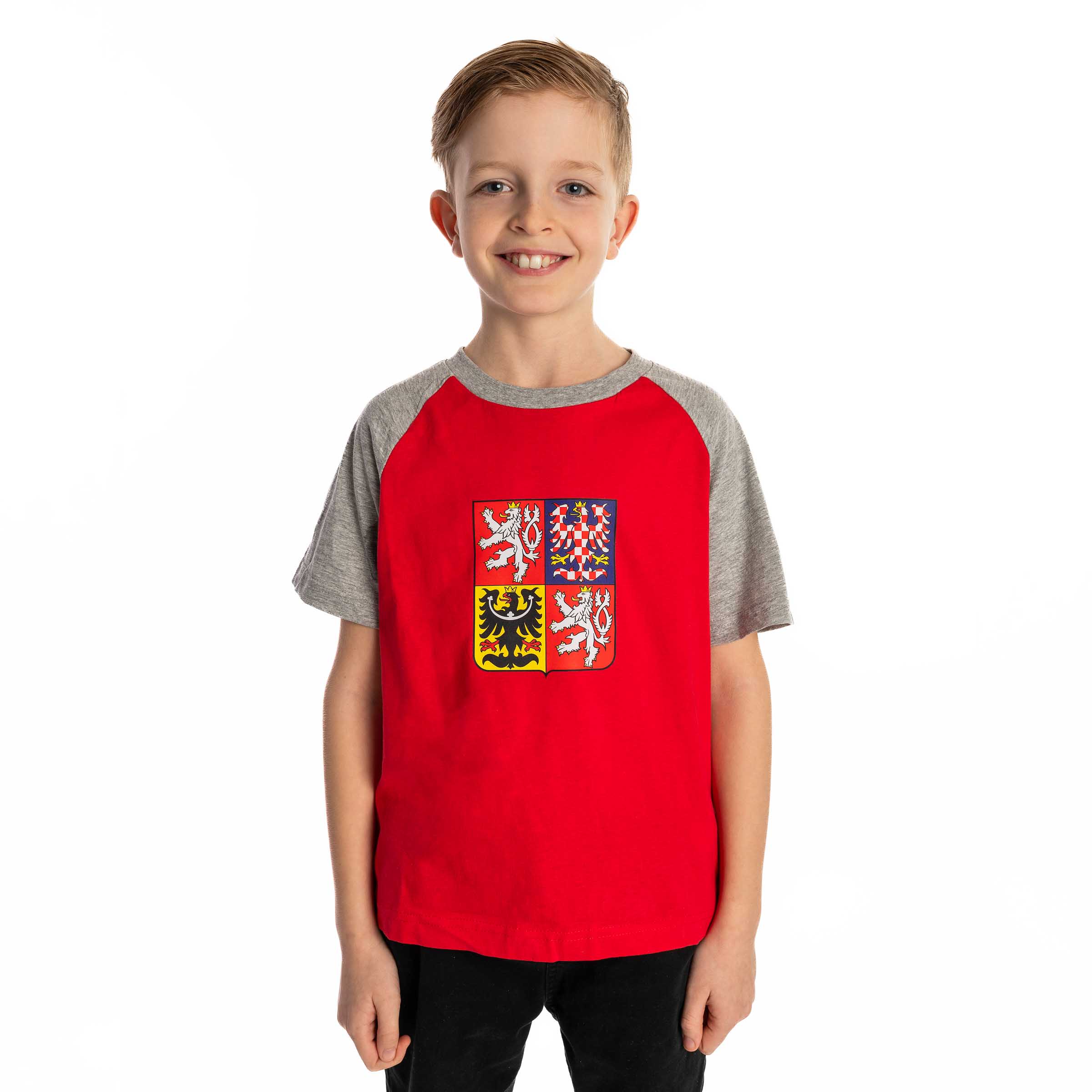 LOGO CAFY STÁTNÍ ZNAK triko JR červená/šedá