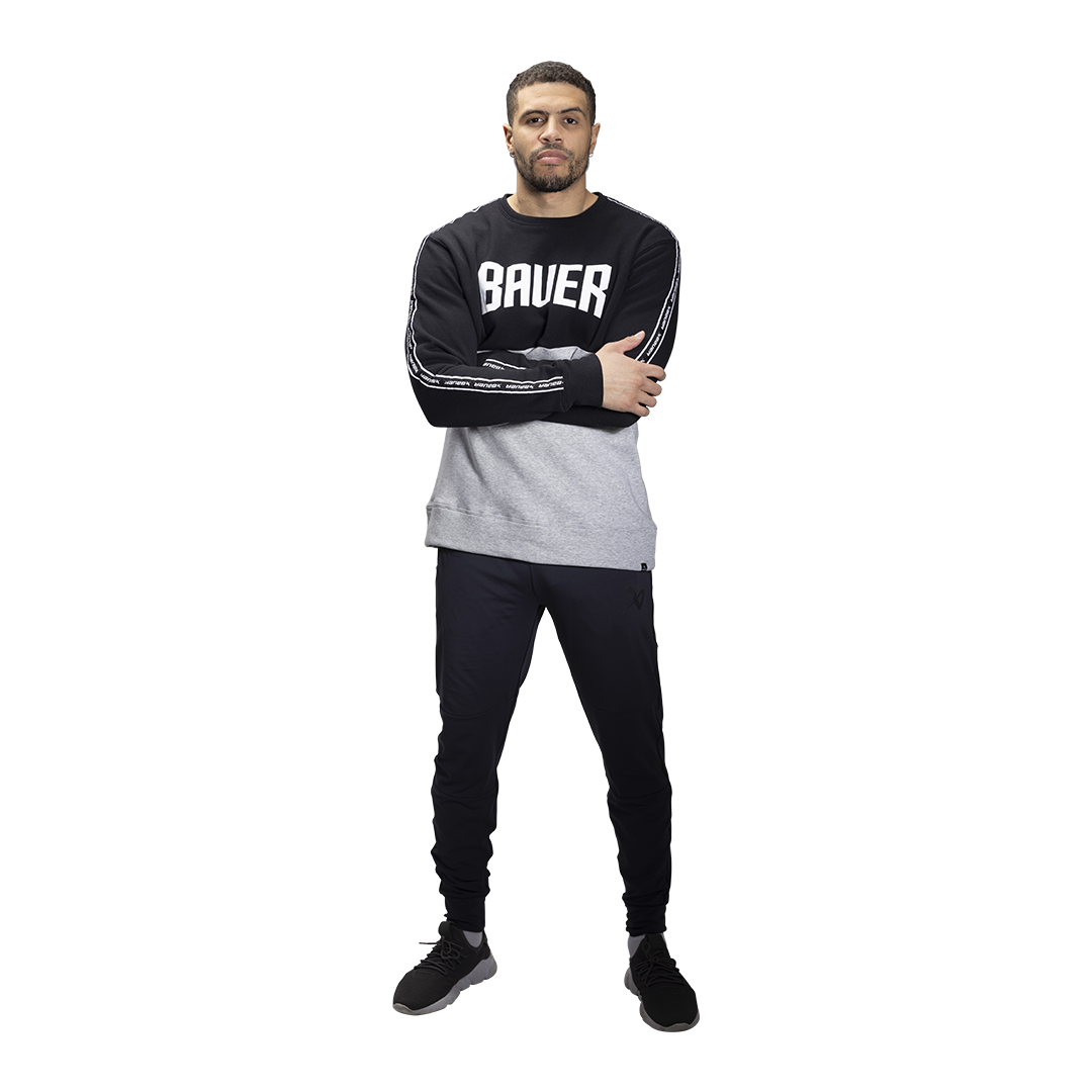 Triko BAUER S22 OVERBRANDED CREW - SR-BLK/GRY (1060352)