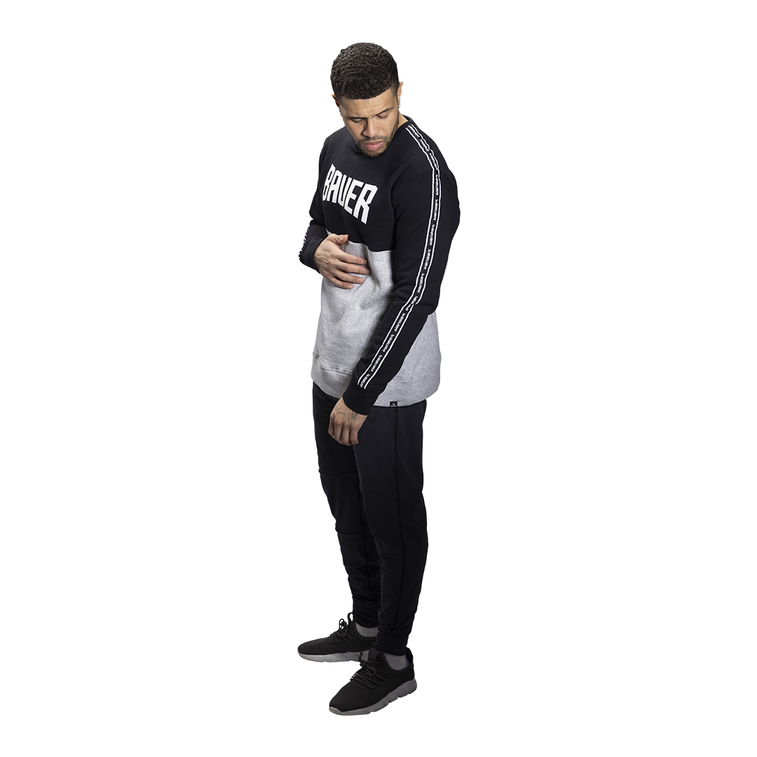 Triko BAUER S22 OVERBRANDED CREW - SR-BLK/GRY (1060352)