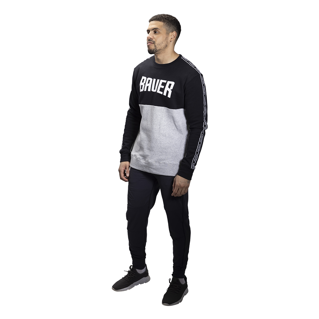 Triko BAUER S22 OVERBRANDED CREW - SR-BLK/GRY (1060352)