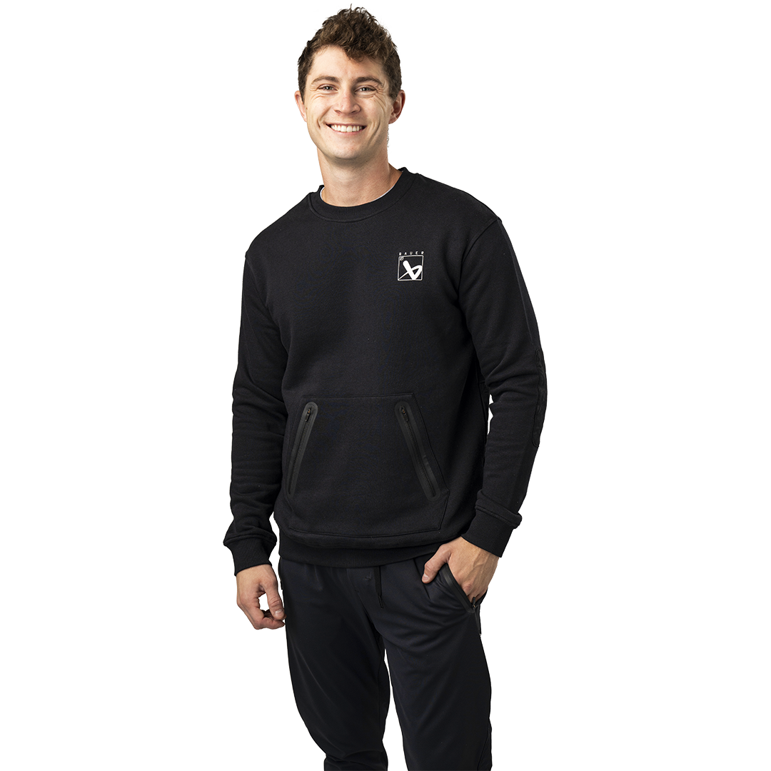 Mikina BAUER S24 QUILTED CREW-SR-BLK (1064089)