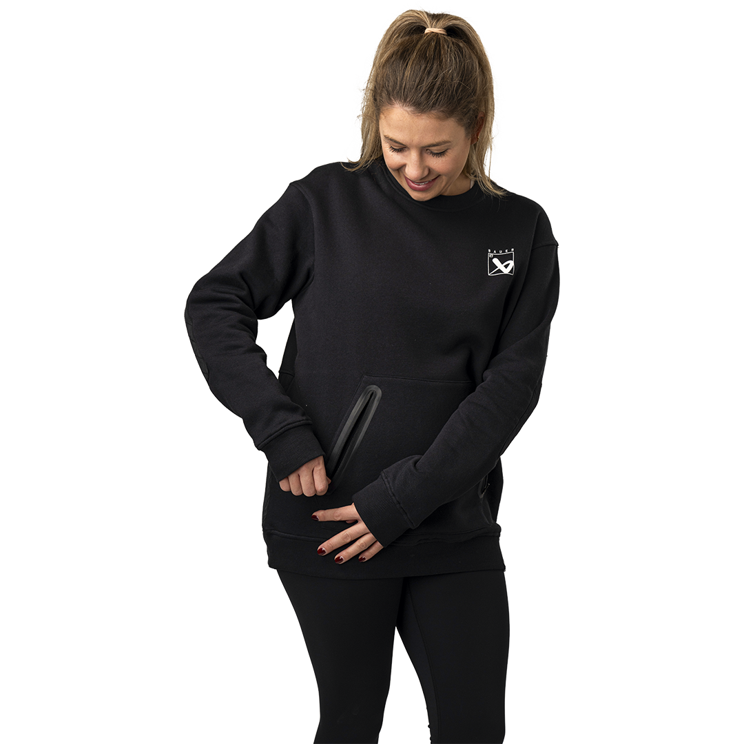 Mikina BAUER S24 QUILTED CREW-SR-BLK (1064089)