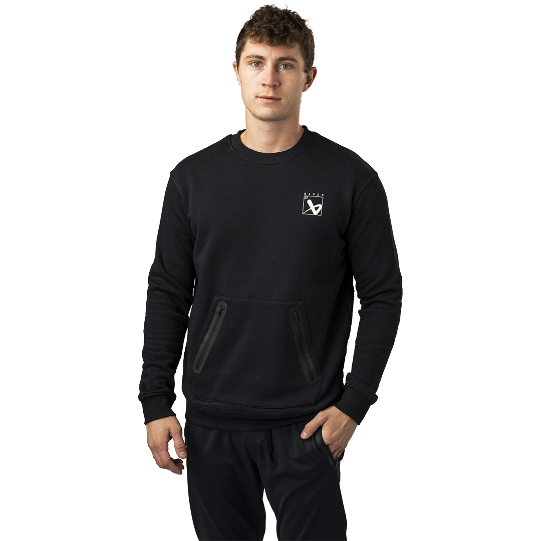 Mikina BAUER S24 QUILTED CREW-SR-BLK (1064089)