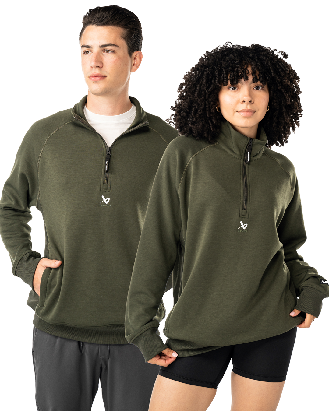 Mikina BAUER S25 FLC 1/4 ZIP-SR-FOREST (1065095)