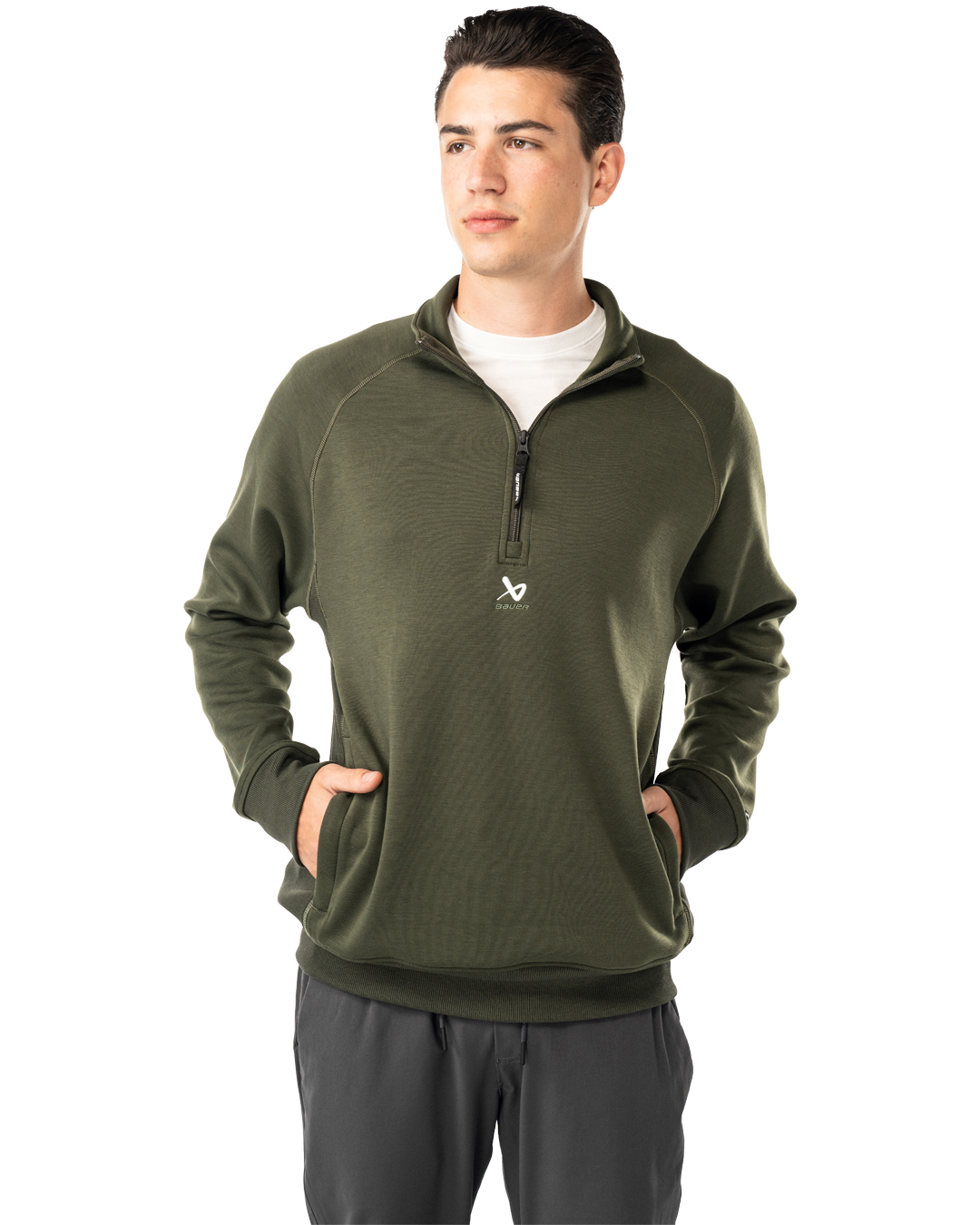 Mikina BAUER S25 FLC 1/4 ZIP-SR-FOREST (1065095)