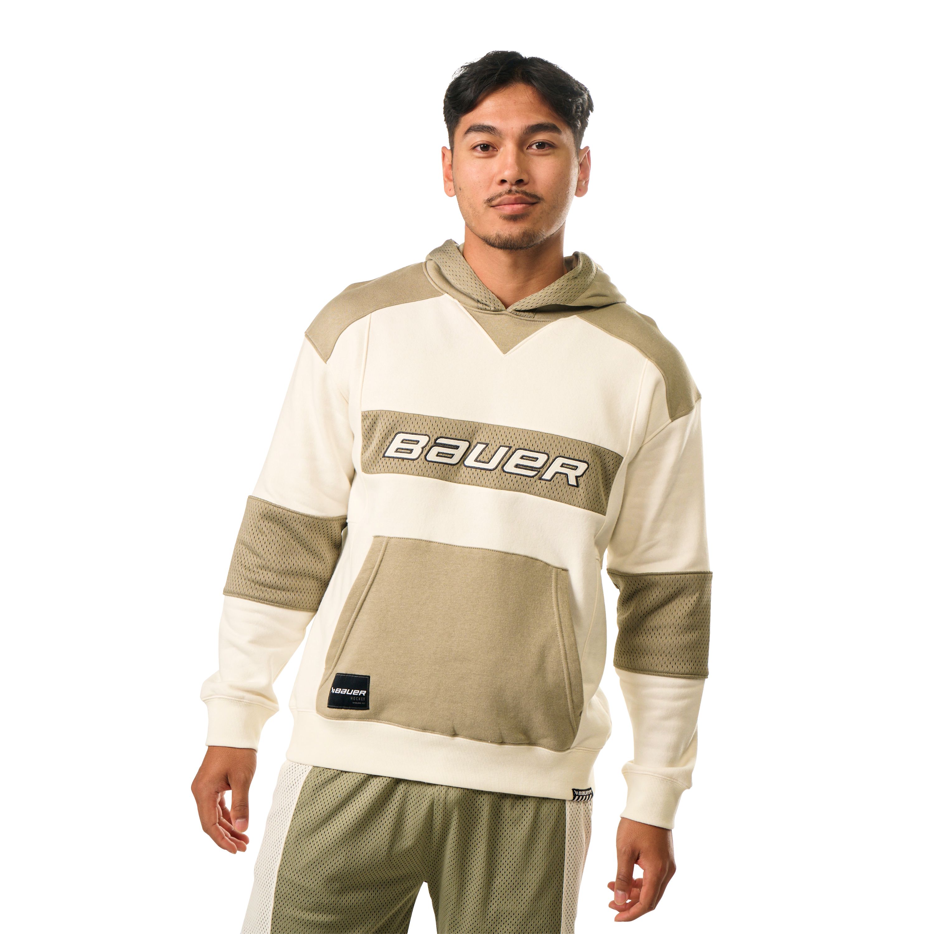 Mikina BAUER S25 GAMECHANGER HOODIE-SR-TAN/SAGE (1064684)