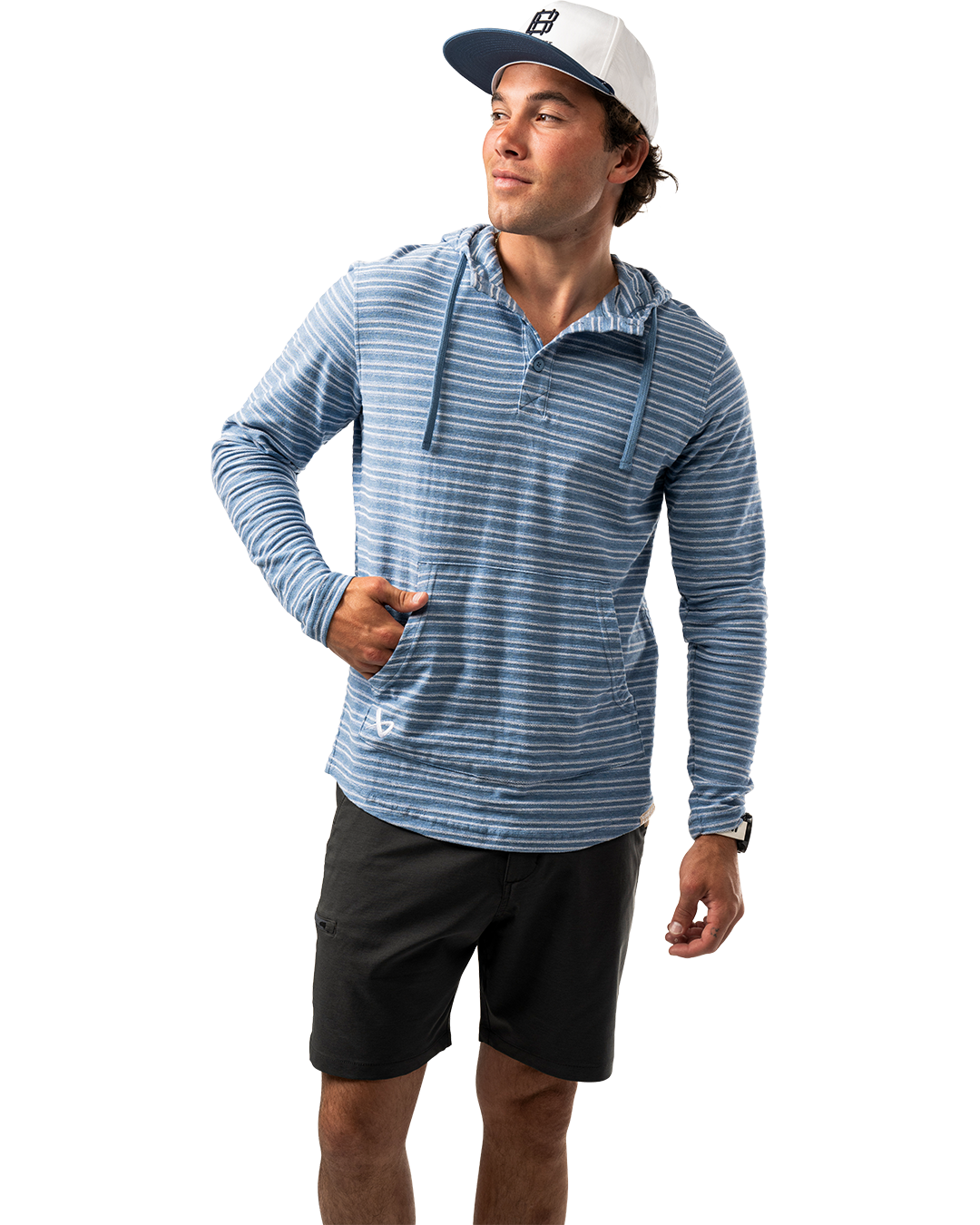 Mikina BAUER S25 LTWHT STRIPE HOODIE-SR-BLUE HZ (1064711)