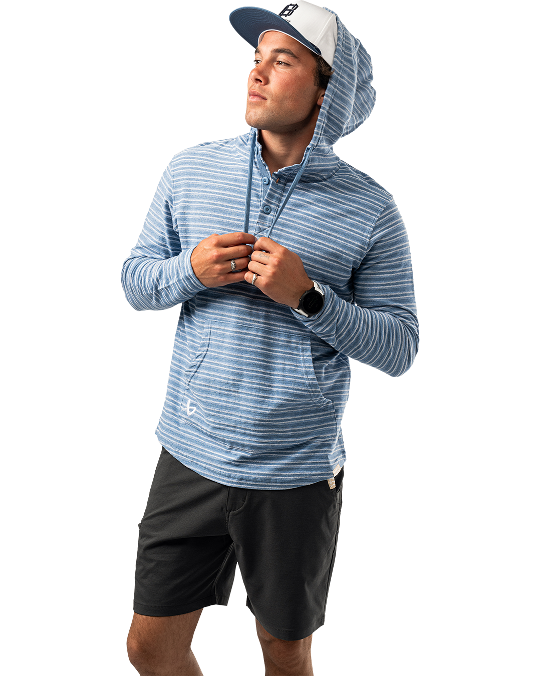 Mikina BAUER S25 LTWHT STRIPE HOODIE-SR-BLUE HZ (1064711)