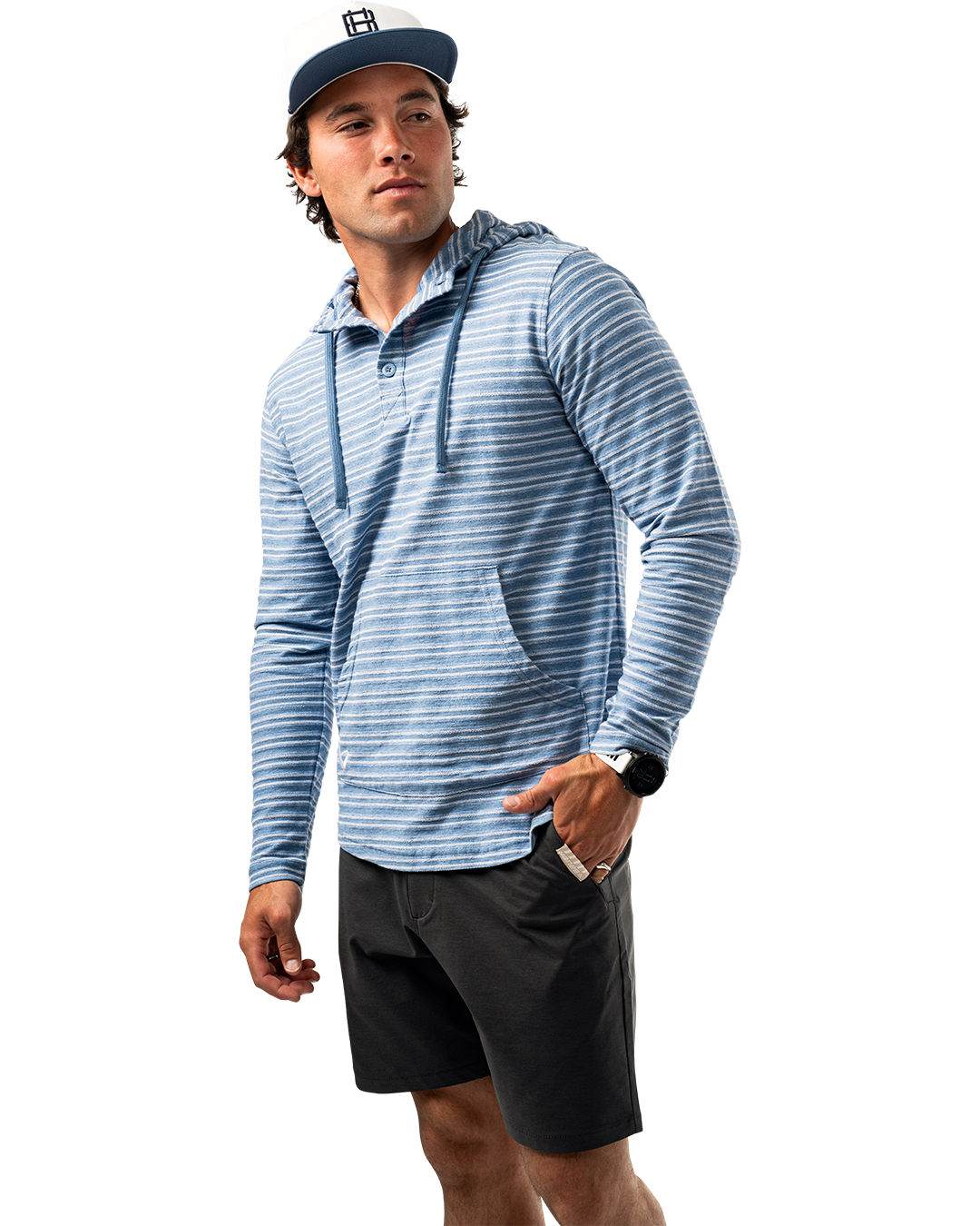 Mikina BAUER S25 LTWHT STRIPE HOODIE-SR-BLUE HZ (1064711)