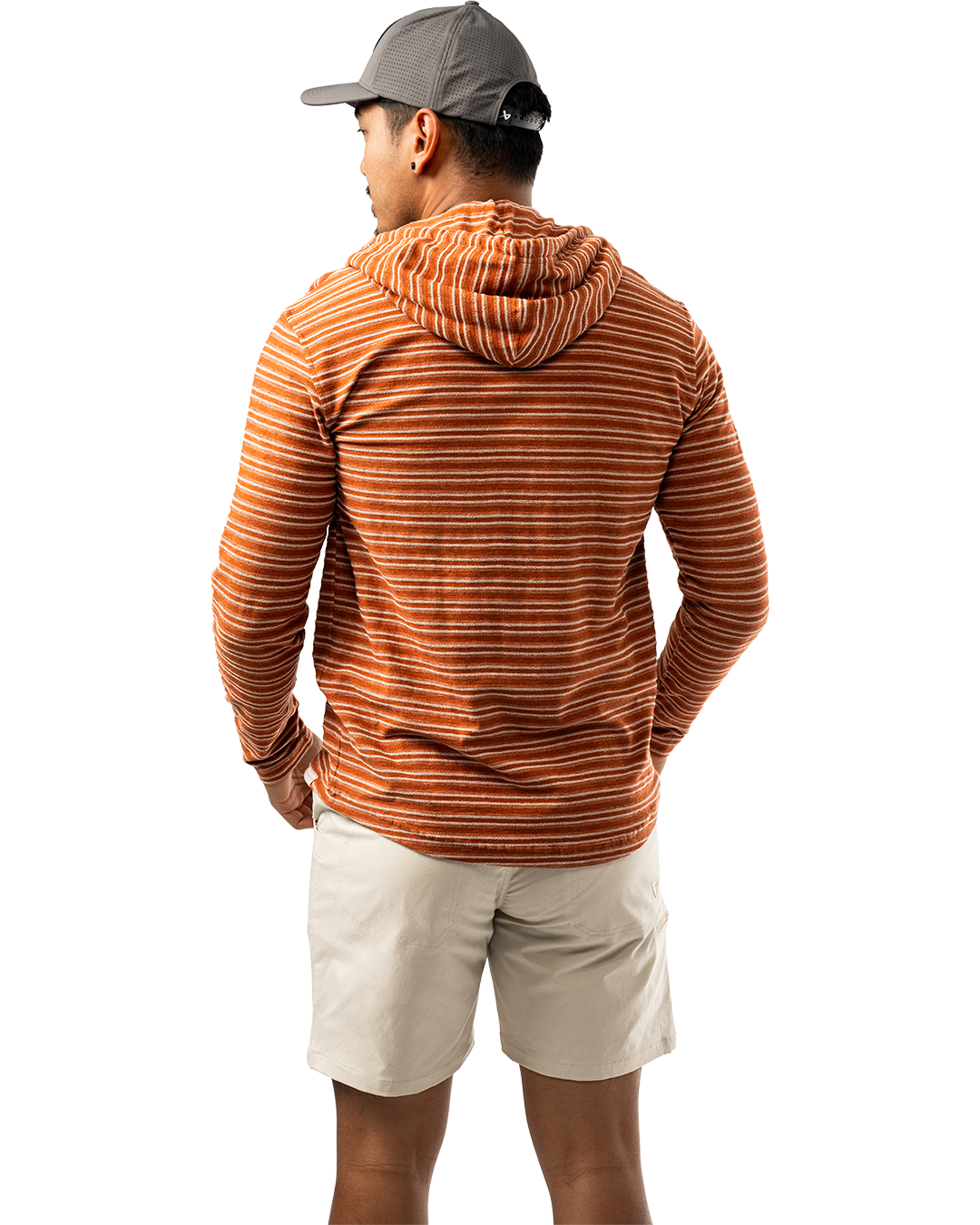 Mikina BAUER S25 LTWHT STRIPED HOODIE-SR-BRICK (1064712)
