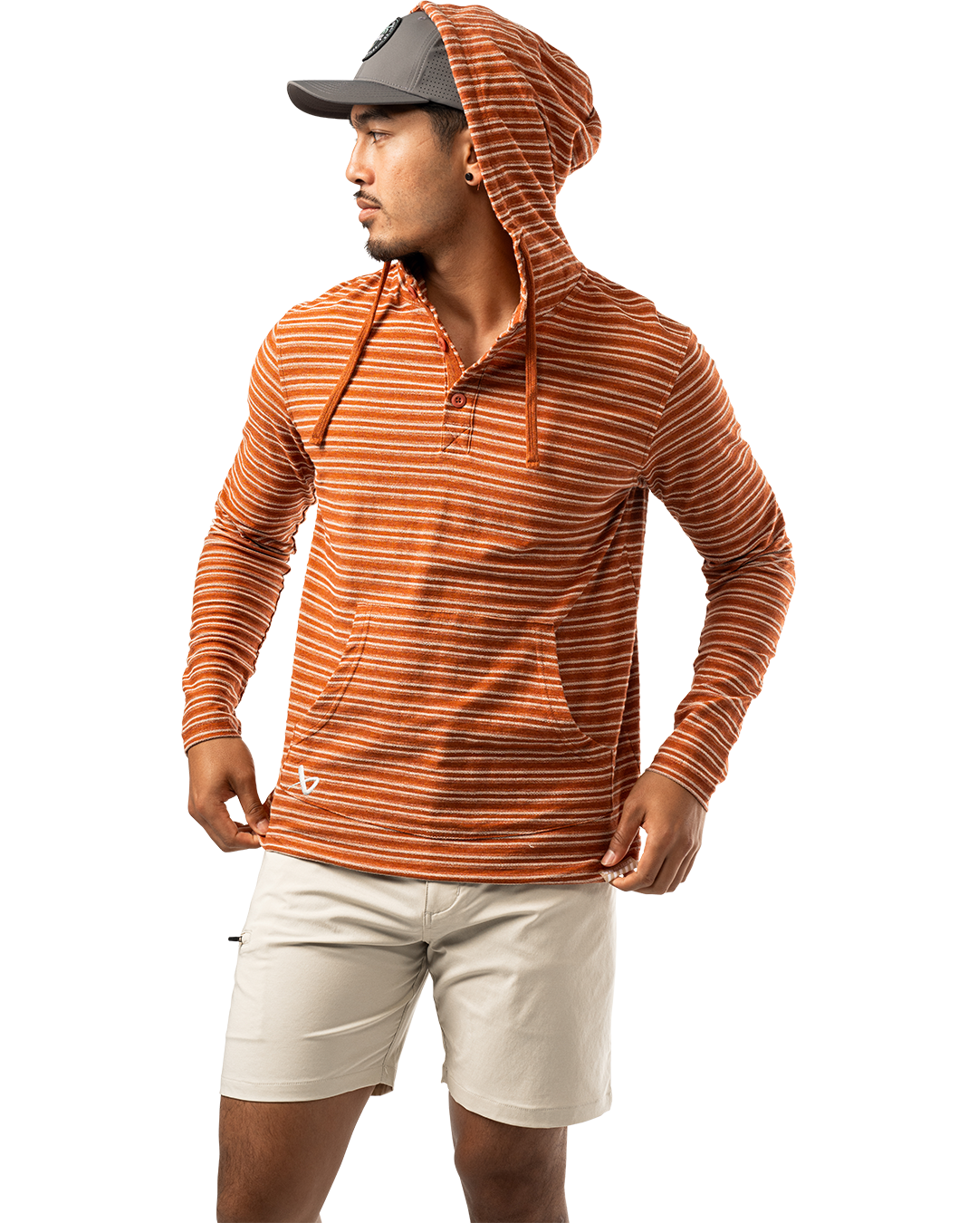 Mikina BAUER S25 LTWHT STRIPED HOODIE-SR-BRICK (1064712)