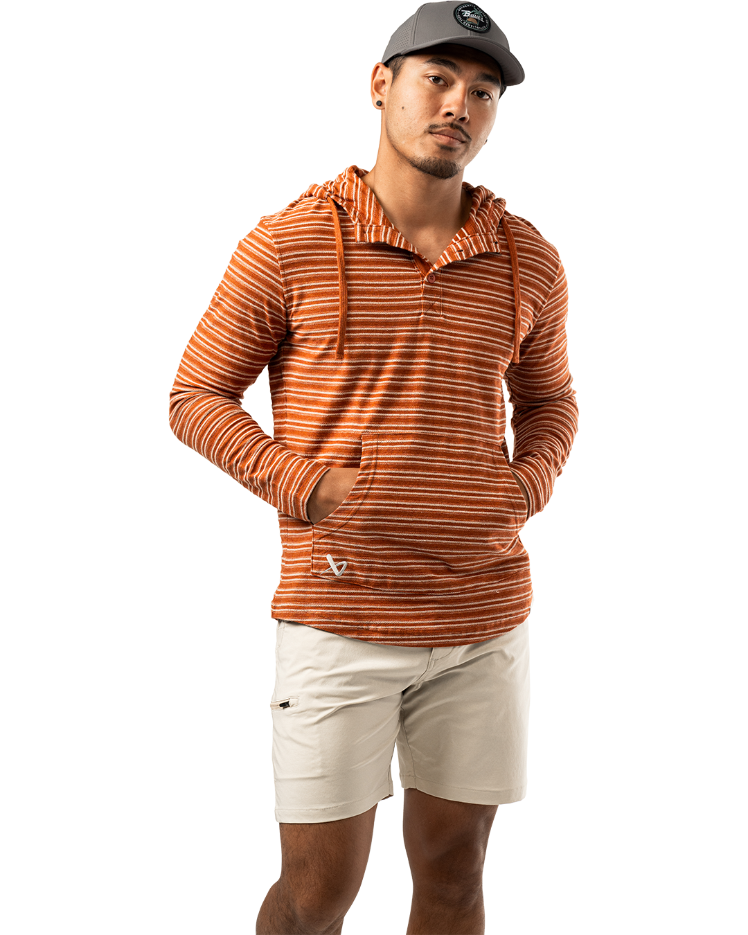 Mikina BAUER S25 LTWHT STRIPED HOODIE-SR-BRICK (1064712)