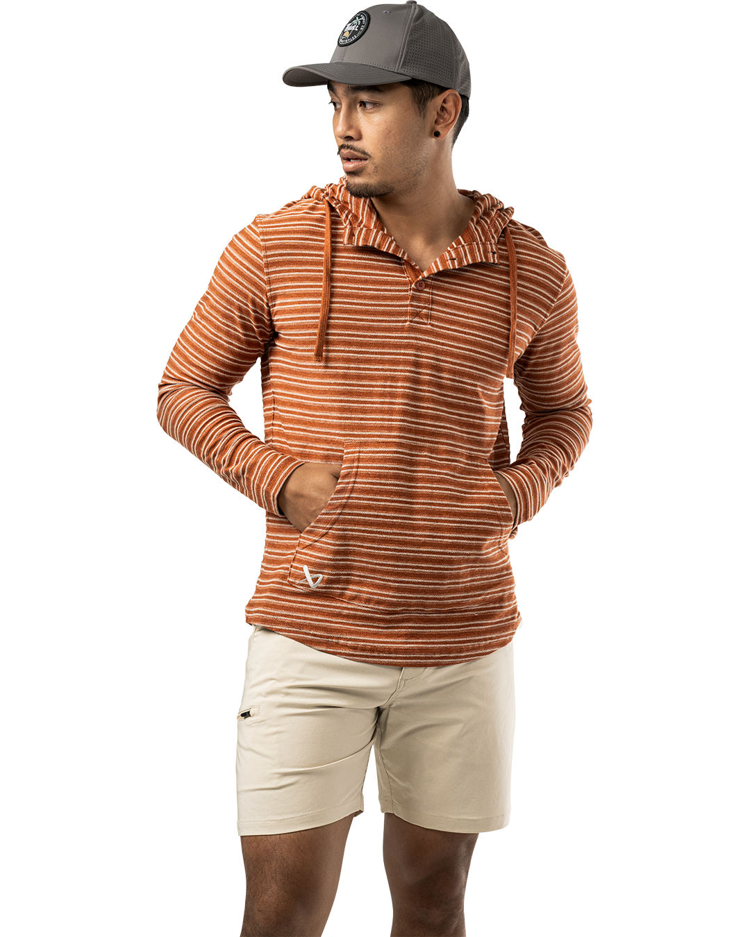 Mikina BAUER S25 LTWHT STRIPED HOODIE-SR-BRICK (1064712)