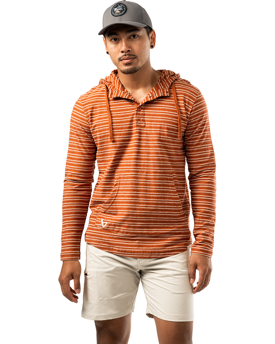 Mikina BAUER S25 LTWHT STRIPED HOODIE-SR-BRICK (1064712)