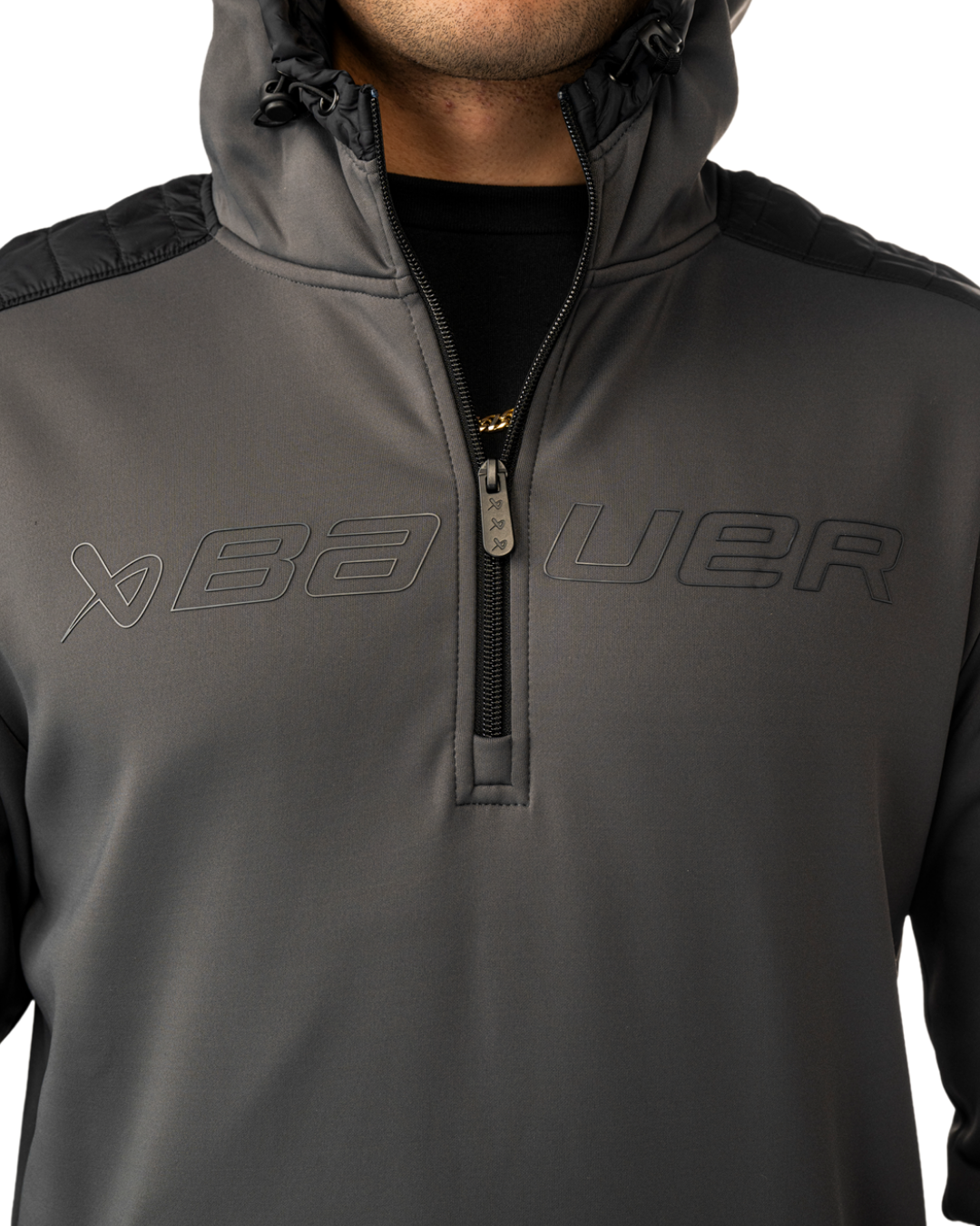 Mikina BAUER S25 PUFFER 1/2 ZIP HOODIE-SR-BLK (1065925)