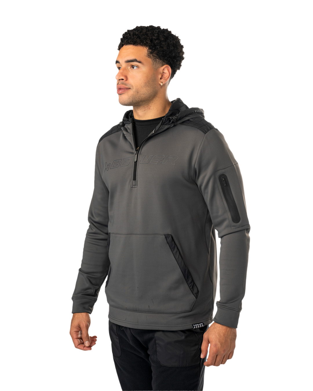 Mikina BAUER S25 PUFFER 1/2 ZIP HOODIE-SR-BLK (1065925)