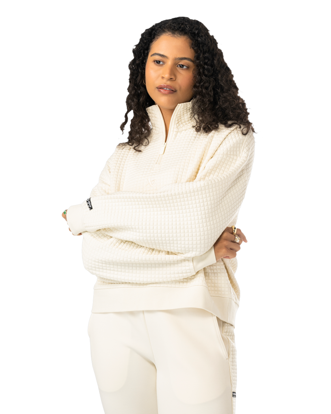 Mikina BAUER S25 QUILTED 1/4 ZIP-WM-CREAM (1065913)