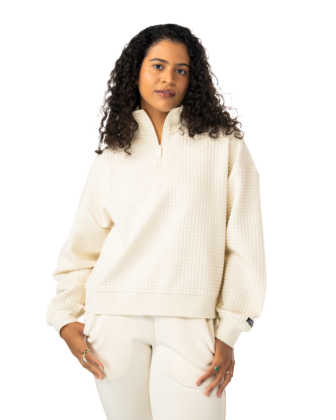 Mikina BAUER S25 QUILTED 1/4 ZIP-WM-CREAM (1065913)