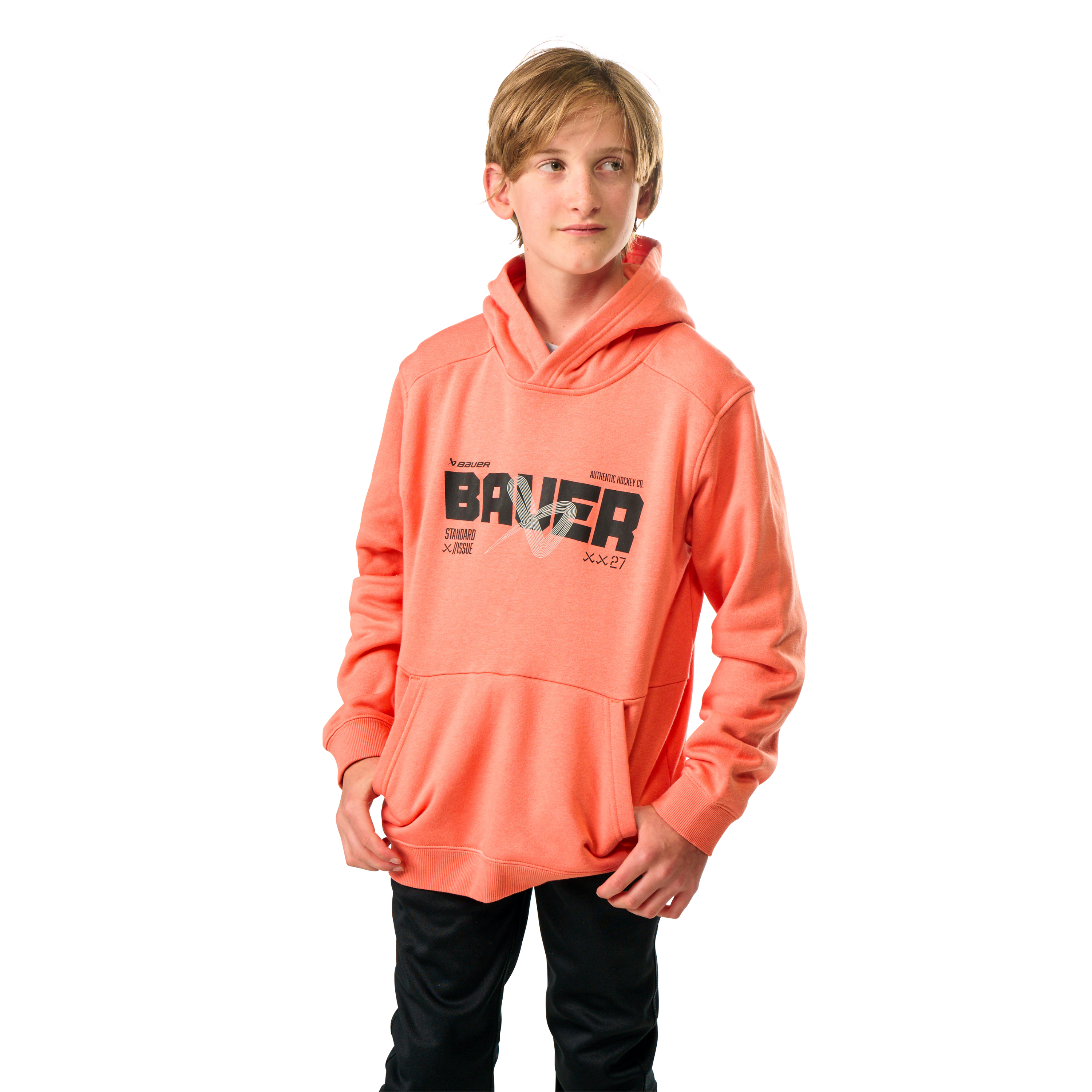 Mikina BAUER S25 ULTIMATE HOODIE-YTH-CORAL (1064740)