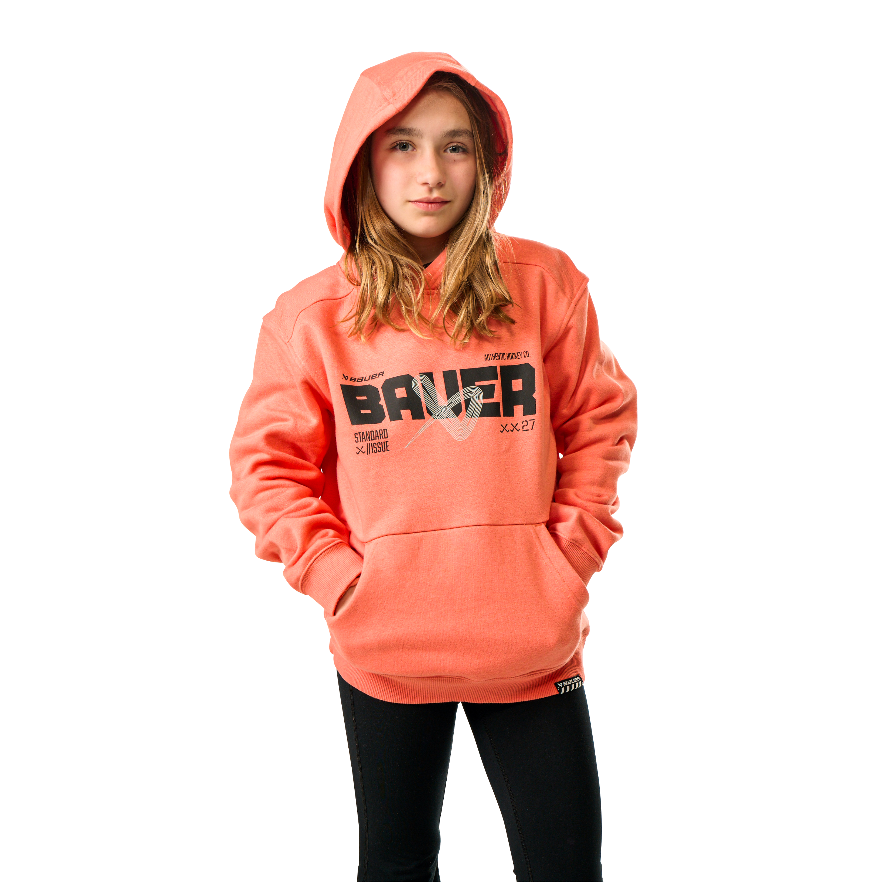 Mikina BAUER S25 ULTIMATE HOODIE-YTH-CORAL (1064740)