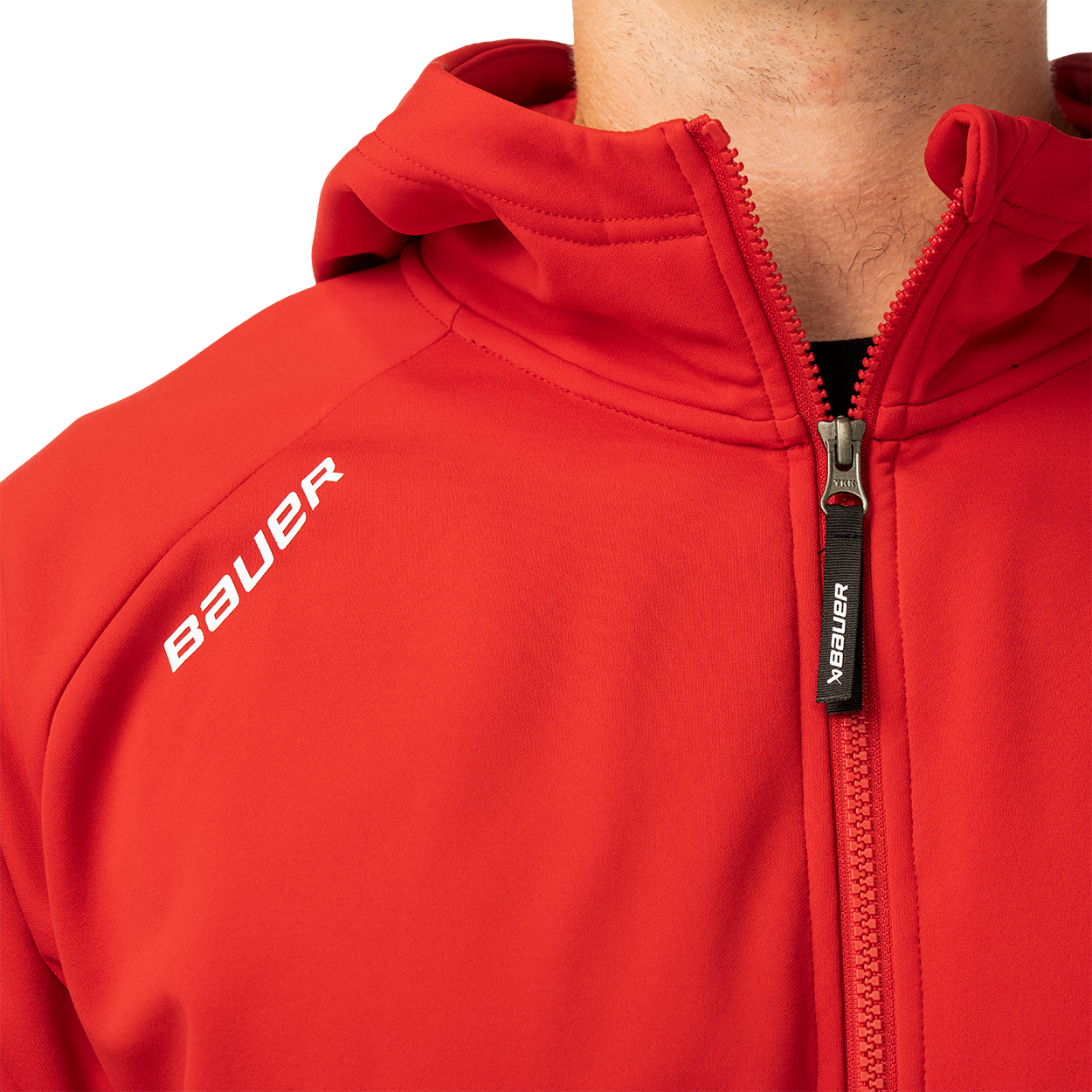 Mikina BAUER S26 TEAM FLEECE ZIP HOODIE-SR-RED (1067309)