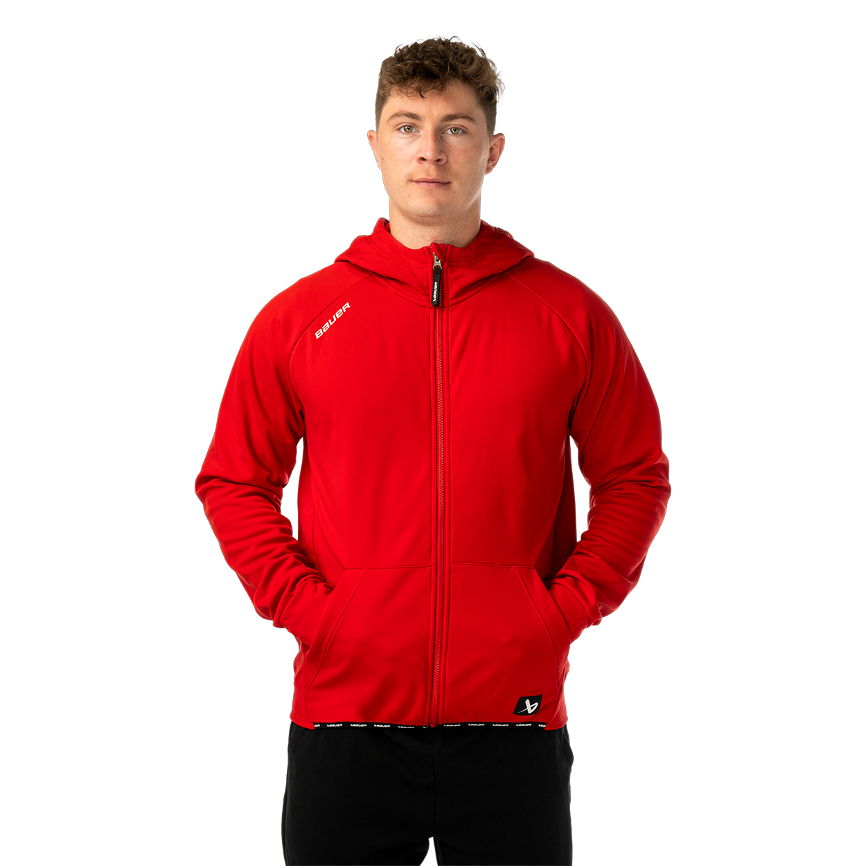 Mikina BAUER S26 TEAM FLEECE ZIP HOODIE-SR-RED (1067309)