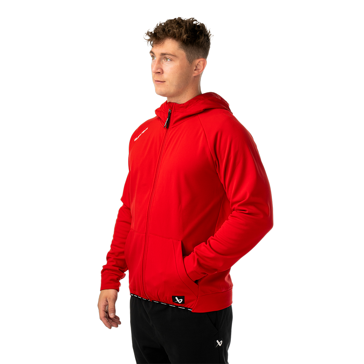 Mikina BAUER S26 TEAM FLEECE ZIP HOODIE-SR-RED (1067309)