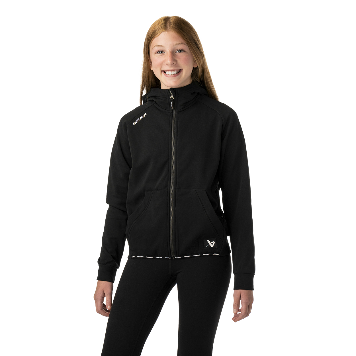 Mikina BAUER S26 TEAM FLEECE ZIP HOODIE-YTH-BLK (1067300)