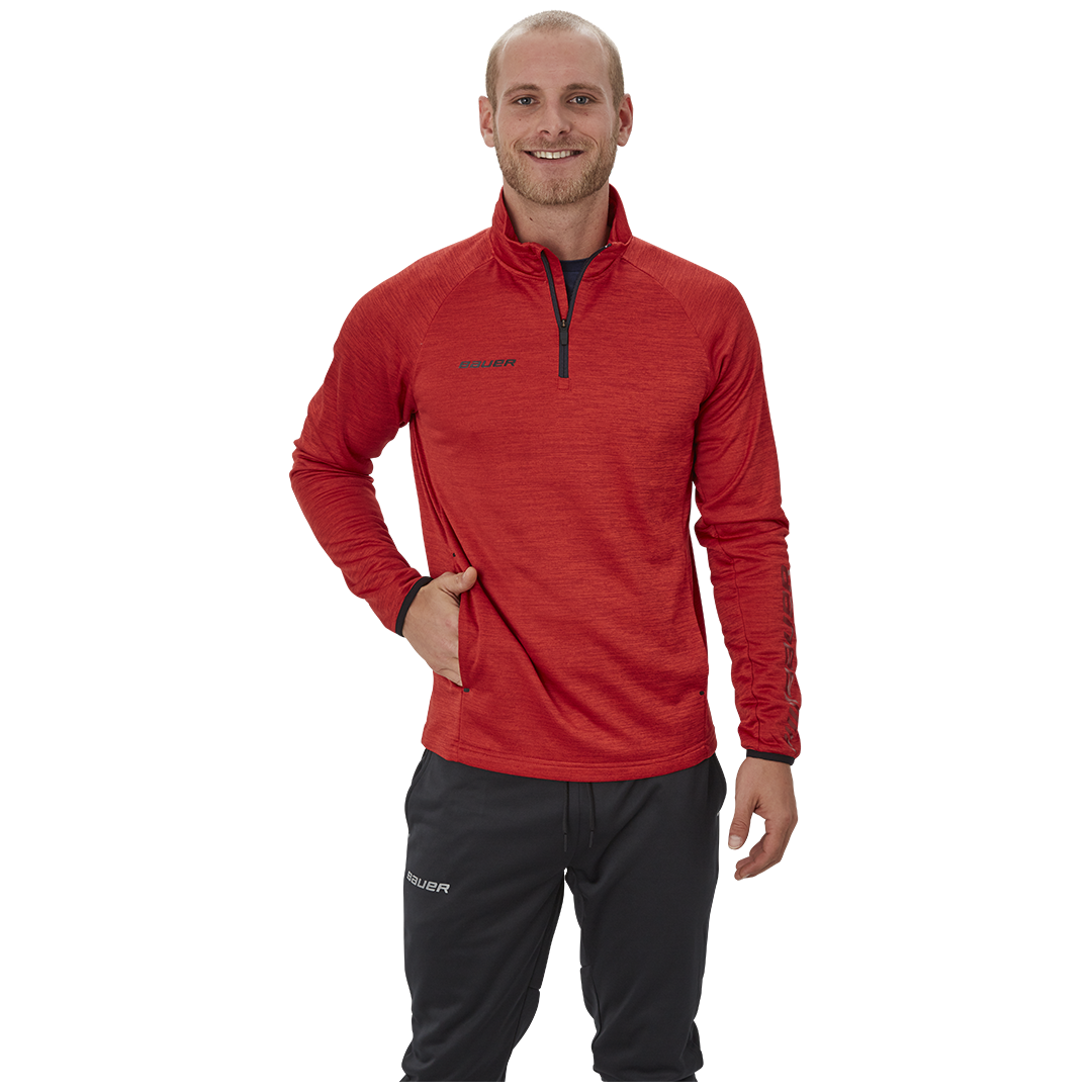 Mikina BAUER VAPOR FLEECE 1/4 ZIP TOP RED-SR (1056785)
