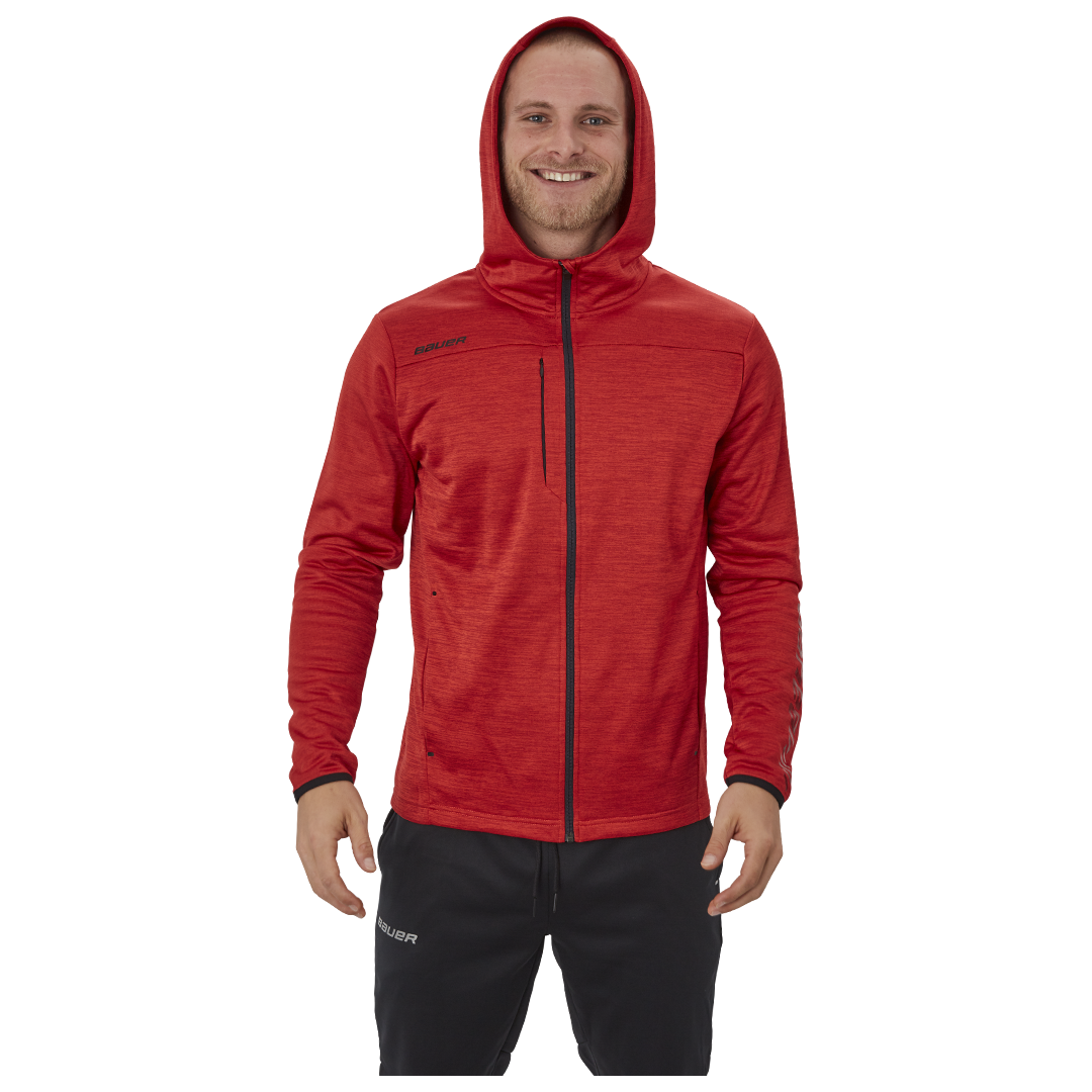 Mikina BAUER VAPOR FLEECE ZIP HOODIE RED-SR (1056825)