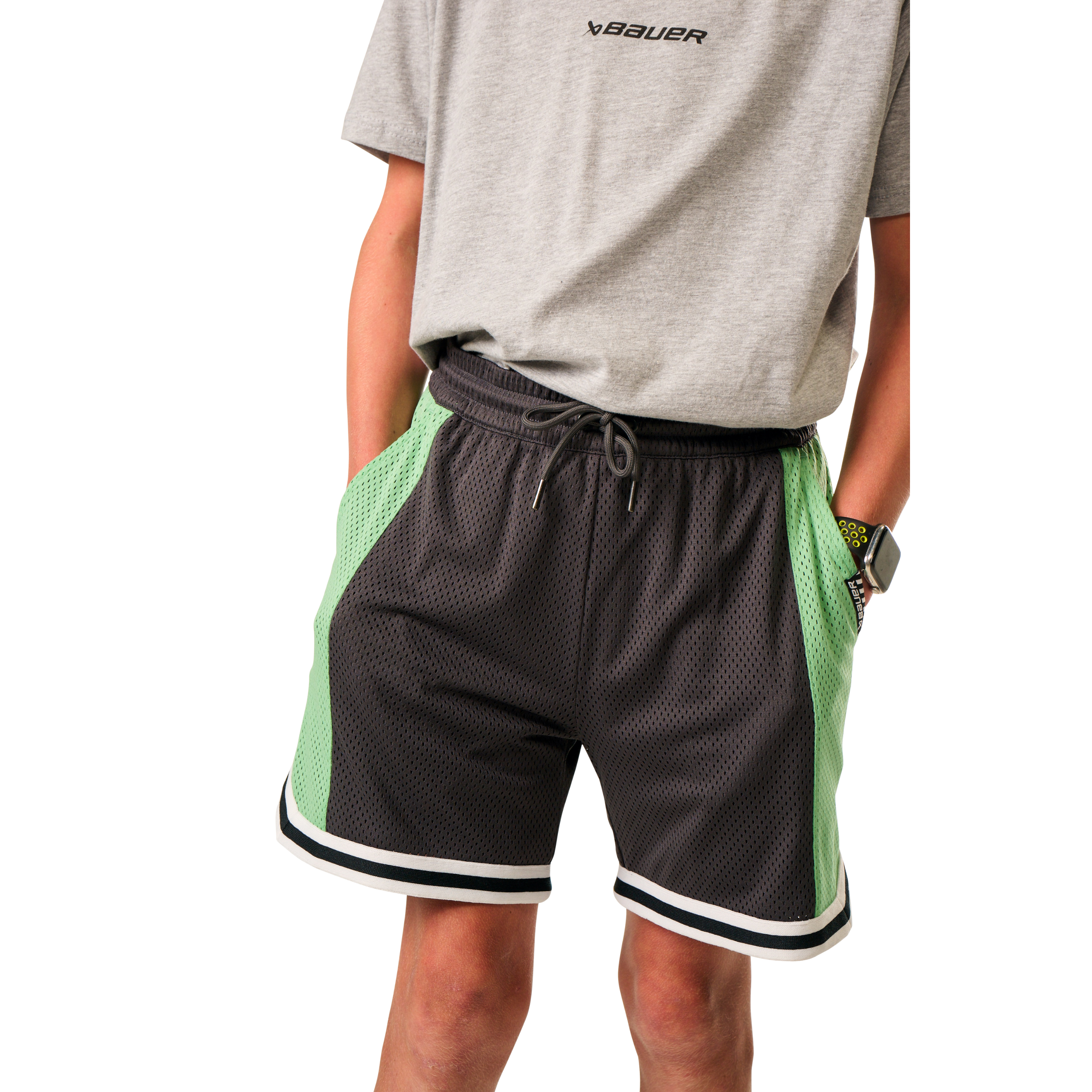 Šortky BAUER S25 MESH SHORTS-YTH-VOLCANO (1064742)