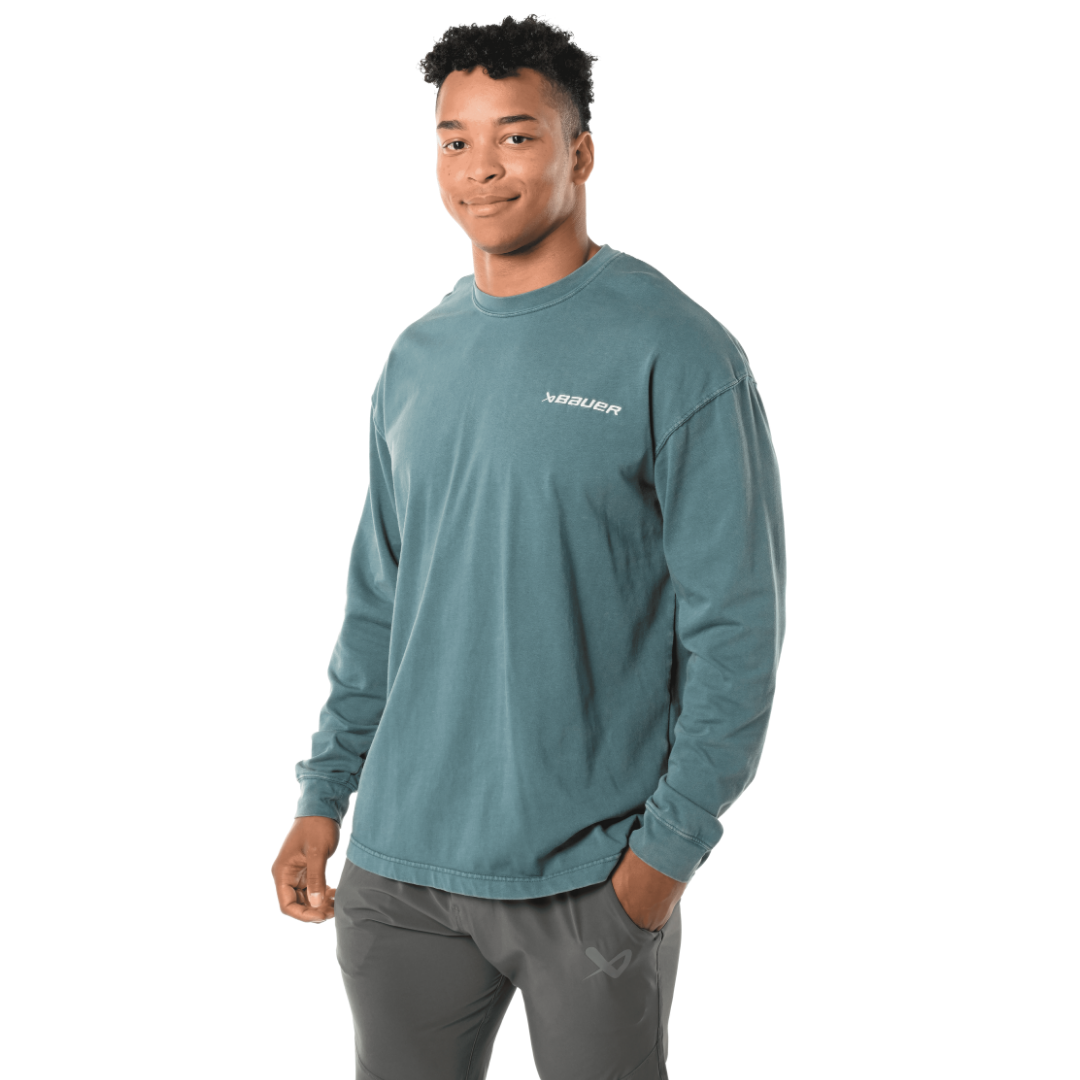 Triko BAUER S23 LS ACID WASH TEE-SR-BLU (1061528)