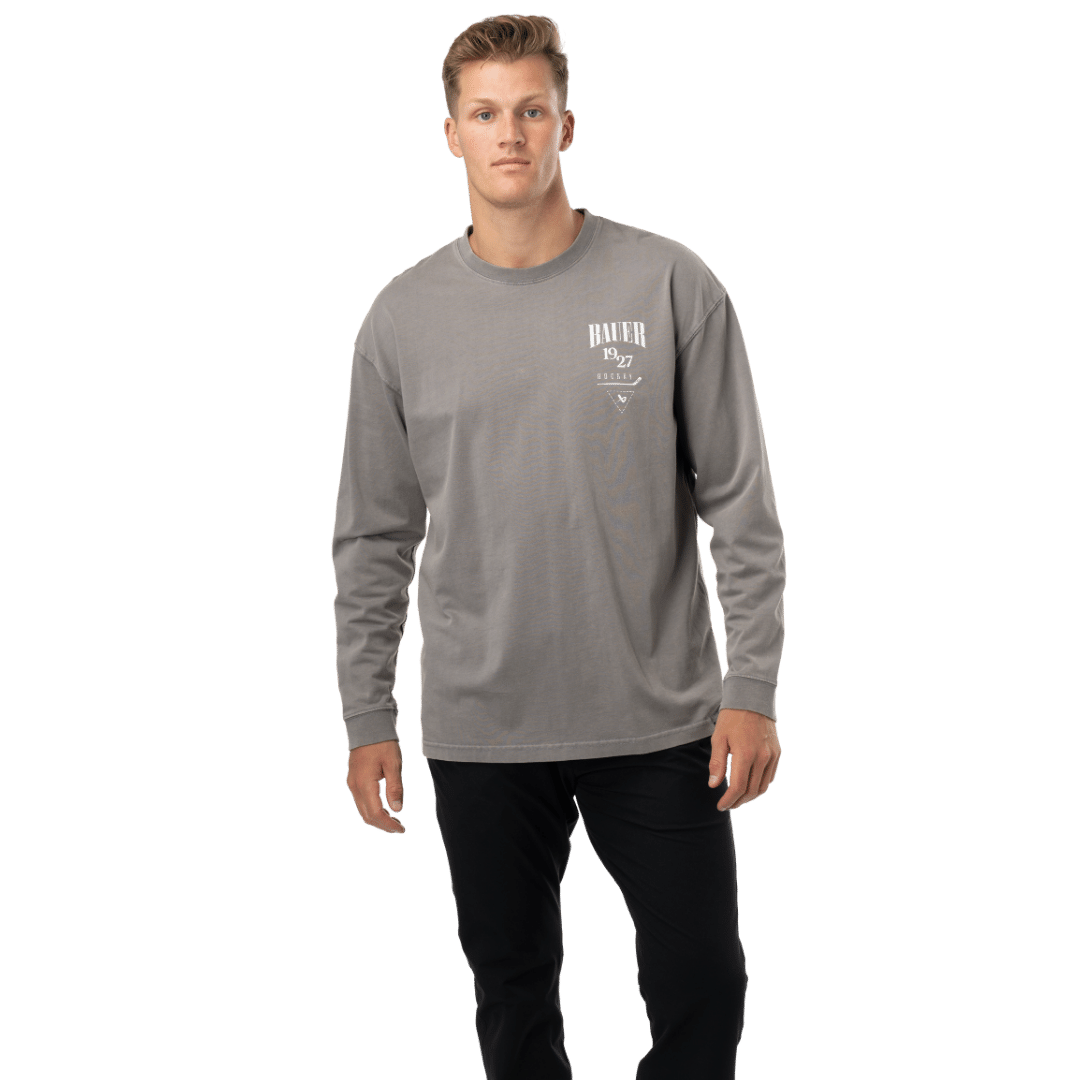 Triko BAUER S24 ACID WASH LS TEE-SR-GRY (1063393)