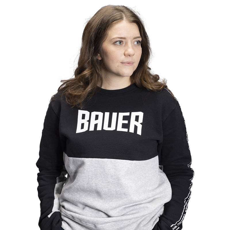 Triko BAUER S22 OVERBRANDED CREW - SR-BLK/GRY (1060352)