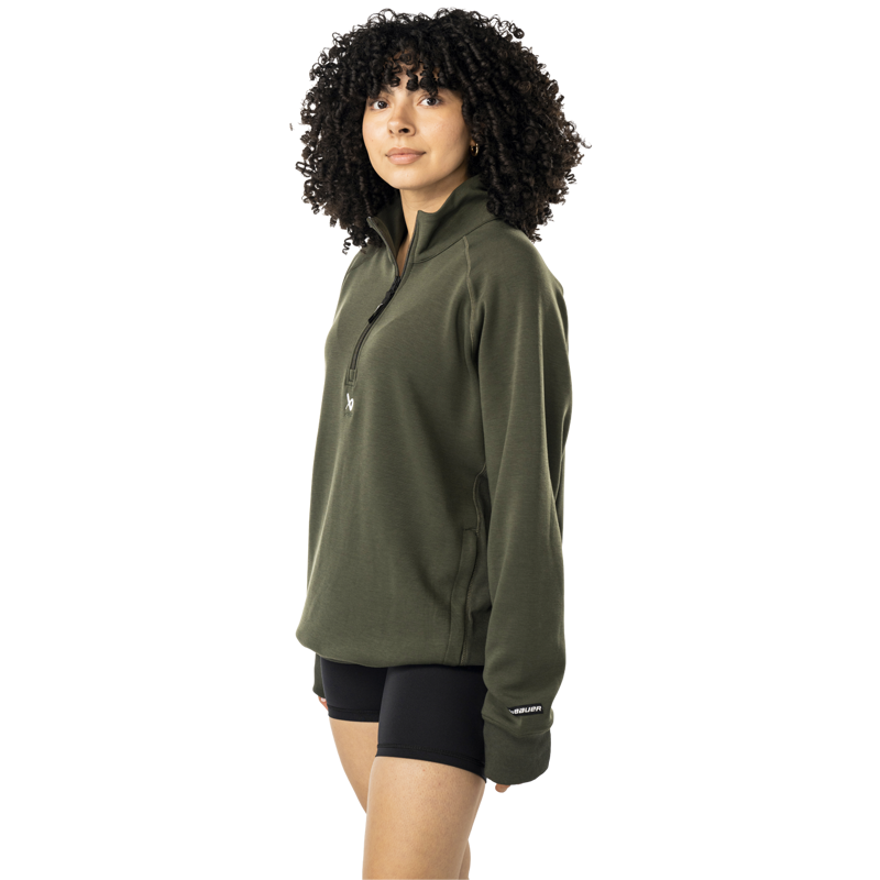 Mikina BAUER S25 FLC 1/4 ZIP-SR-FOREST (1065095)