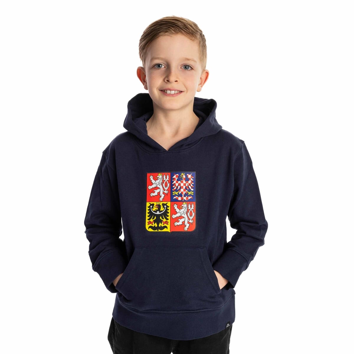 LOGO NATHAN STÁTNÍ ZNAK POTISK mikina JR tmavě modrá