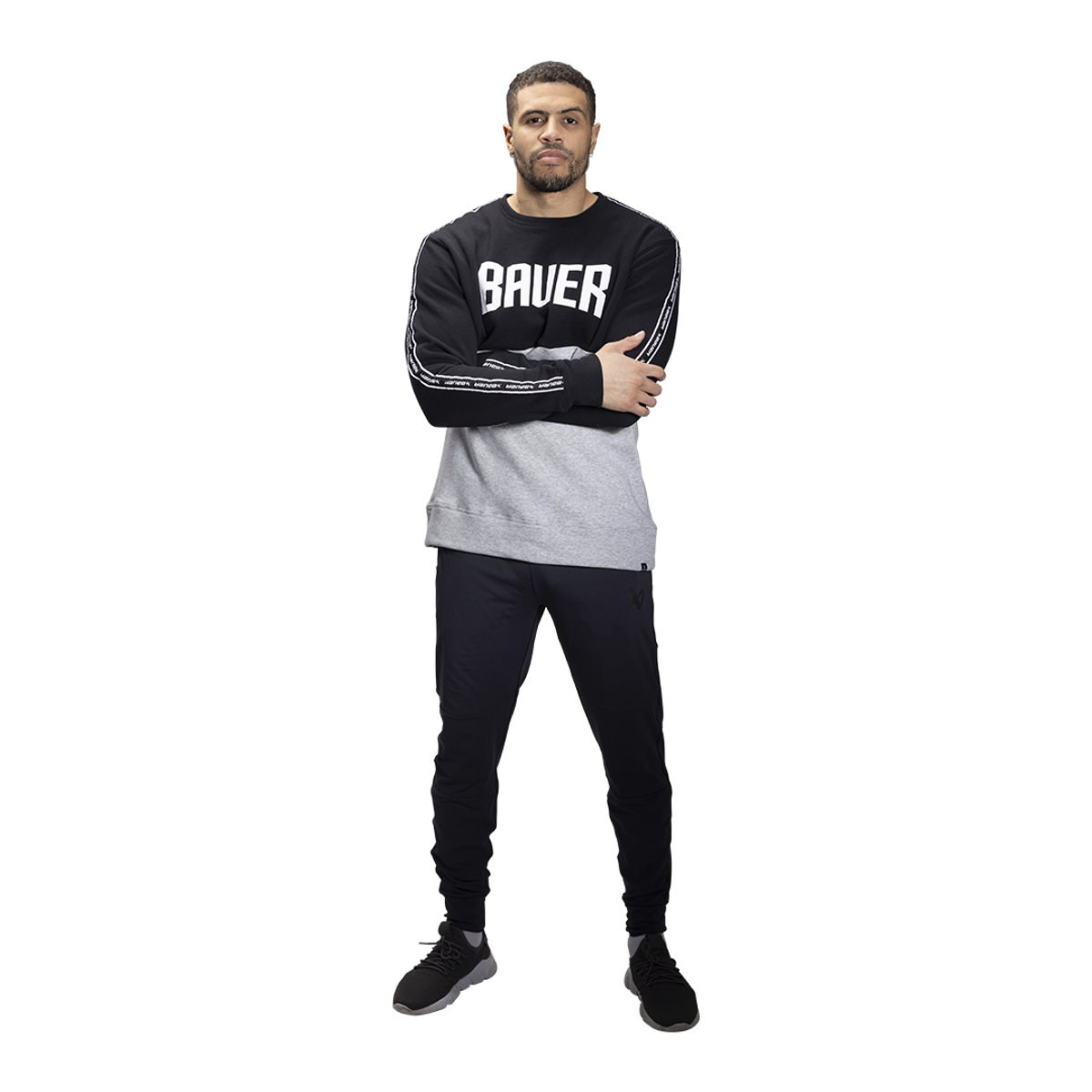 Triko BAUER S22 OVERBRANDED CREW - SR-BLK/GRY (1060352)
