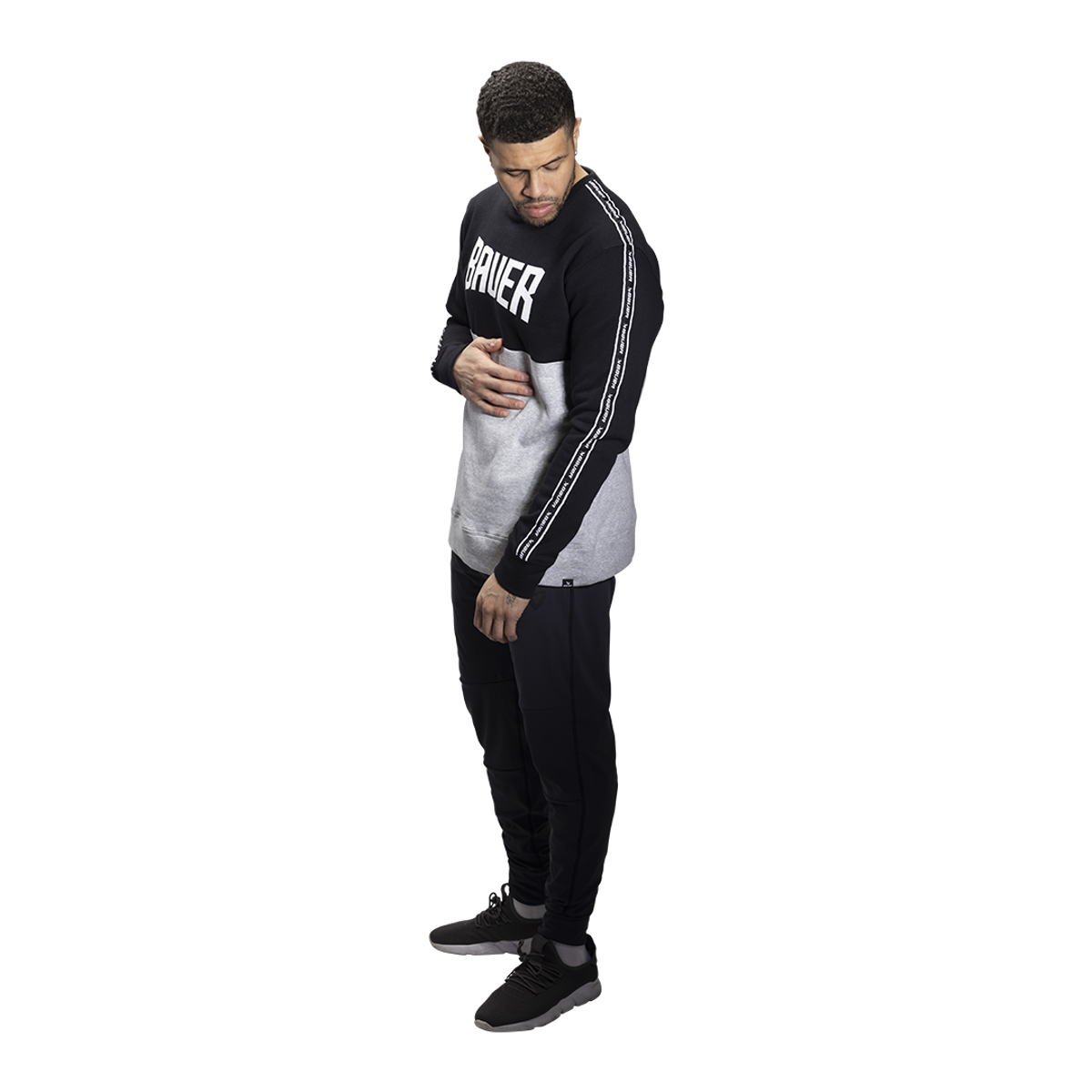 Triko BAUER S22 OVERBRANDED CREW - SR-BLK/GRY (1060352)