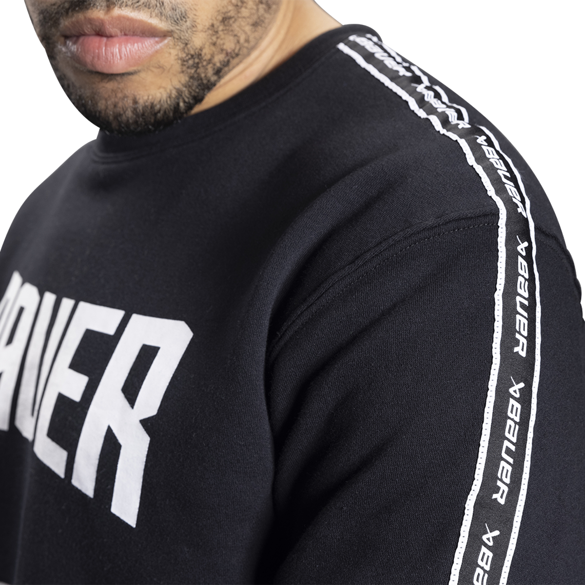 Triko BAUER S22 OVERBRANDED CREW - SR-BLK/GRY (1060352)