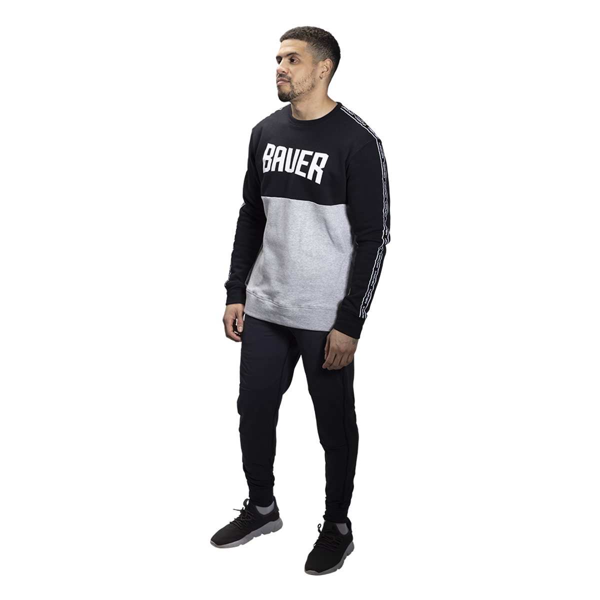 Triko BAUER S22 OVERBRANDED CREW - SR-BLK/GRY (1060352)
