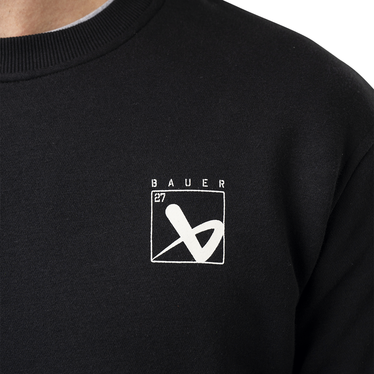 Mikina BAUER S24 QUILTED CREW-SR-BLK (1064089)