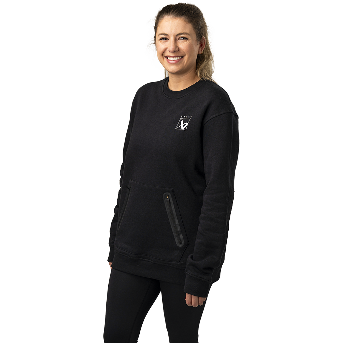 Mikina BAUER S24 QUILTED CREW-SR-BLK (1064089)