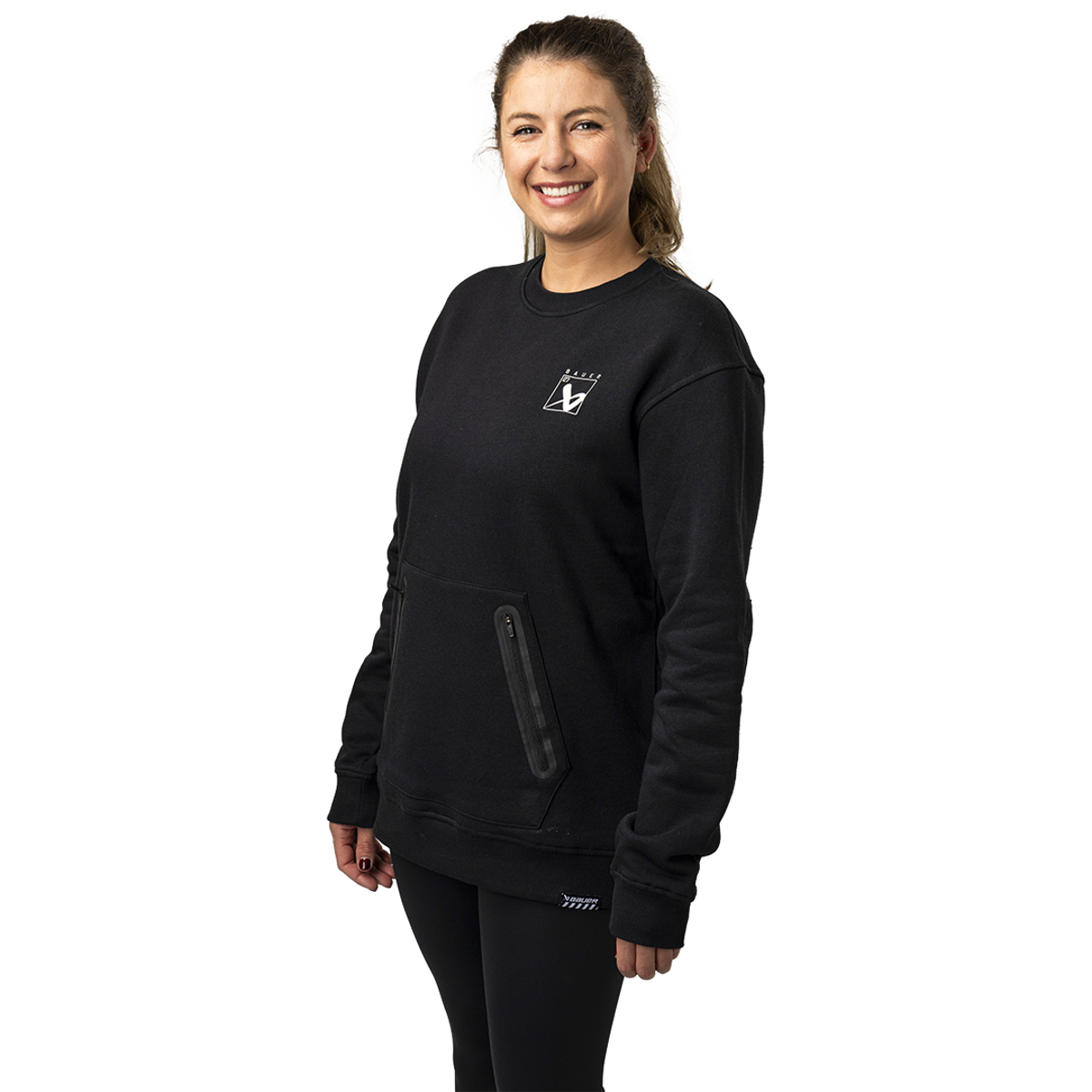 Mikina BAUER S24 QUILTED CREW-SR-BLK (1064089)
