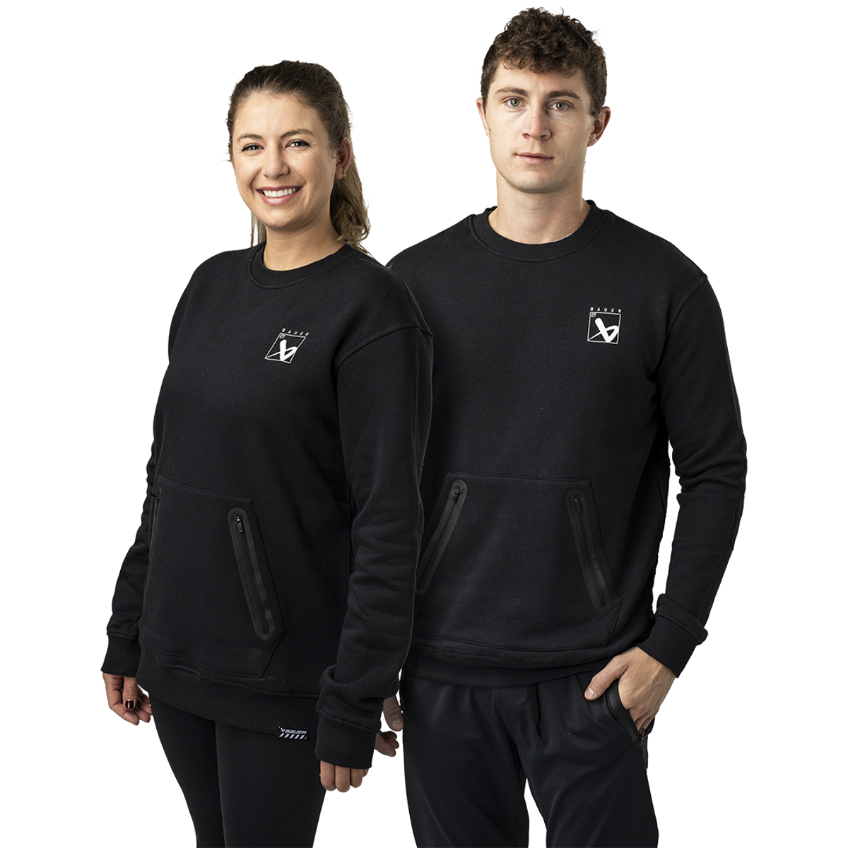 Mikina BAUER S24 QUILTED CREW-SR-BLK (1064089)