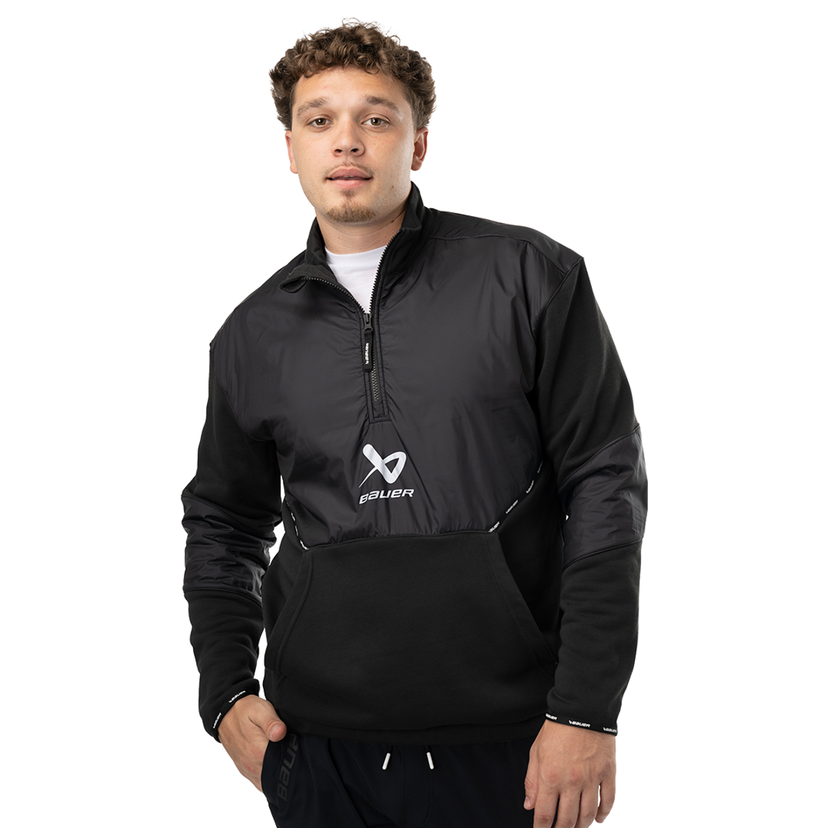 Mikina BAUER S24 TEAM 1/2 ZIP PULLOVER-SR-BLK (1063247)