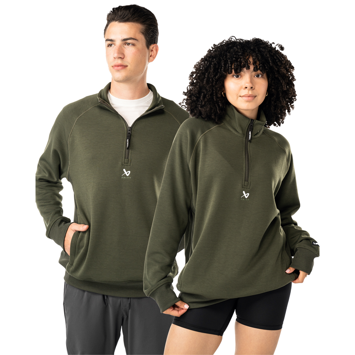 Mikina BAUER S25 FLC 1/4 ZIP-SR-FOREST (1065095)