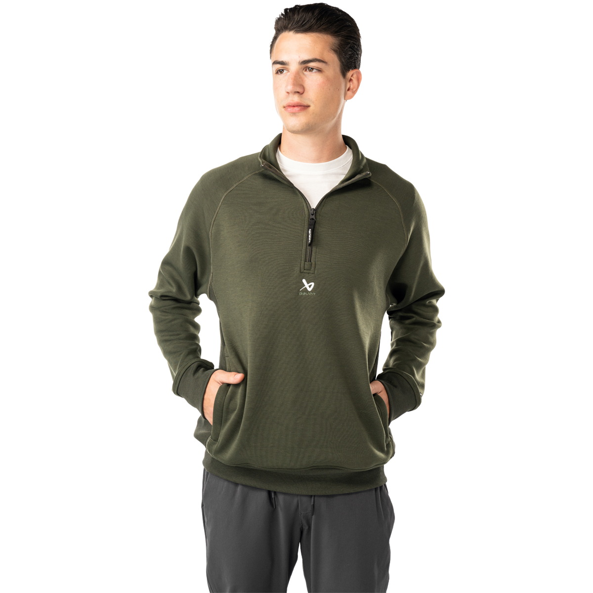 Mikina BAUER S25 FLC 1/4 ZIP-SR-FOREST (1065095)