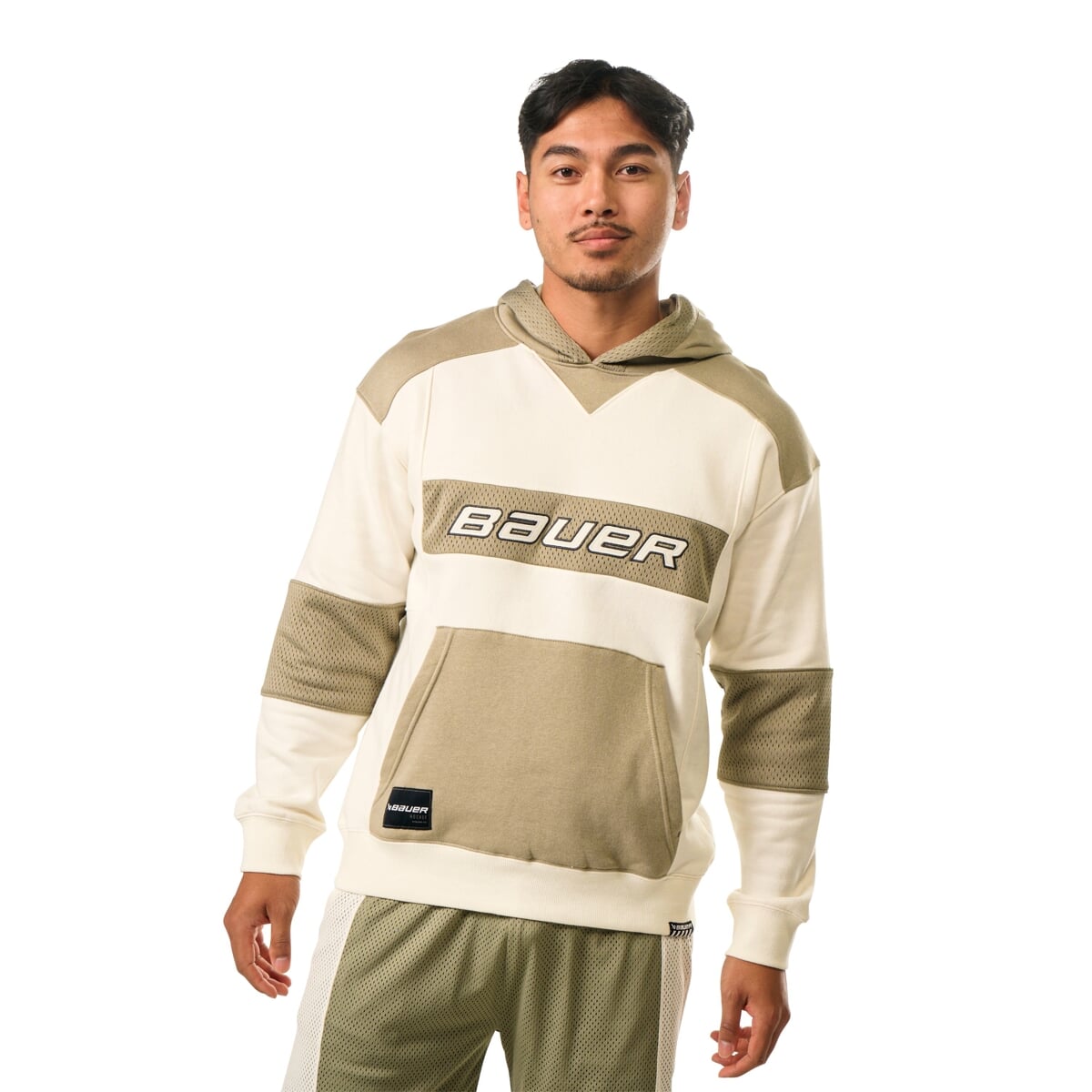Mikina BAUER S25 GAMECHANGER HOODIE-SR-TAN/SAGE (1064684)