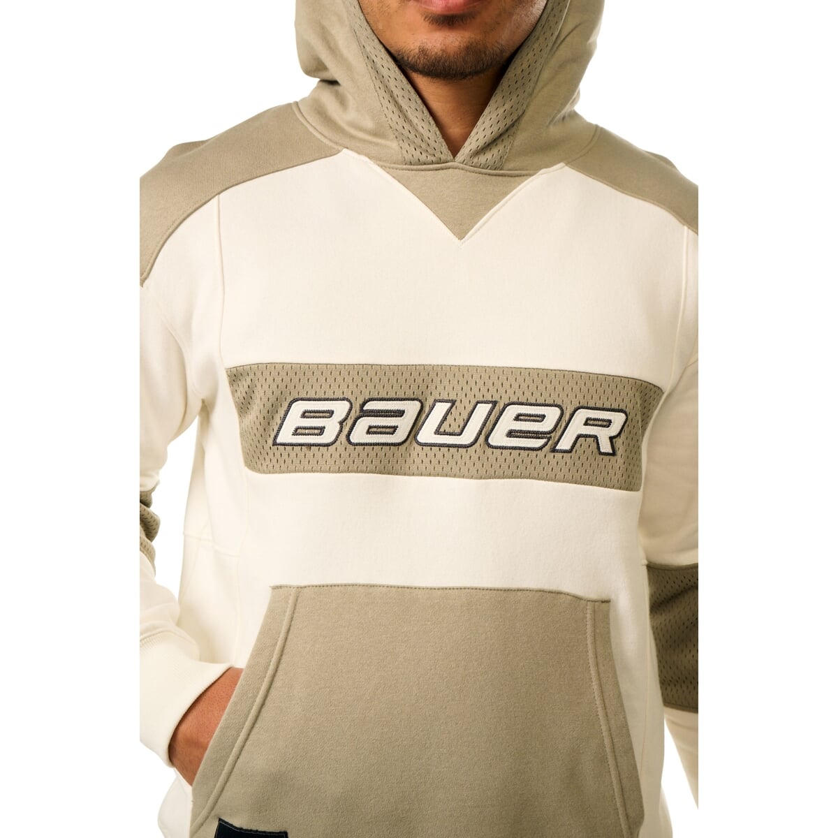 Mikina BAUER S25 GAMECHANGER HOODIE-SR-TAN/SAGE (1064684)